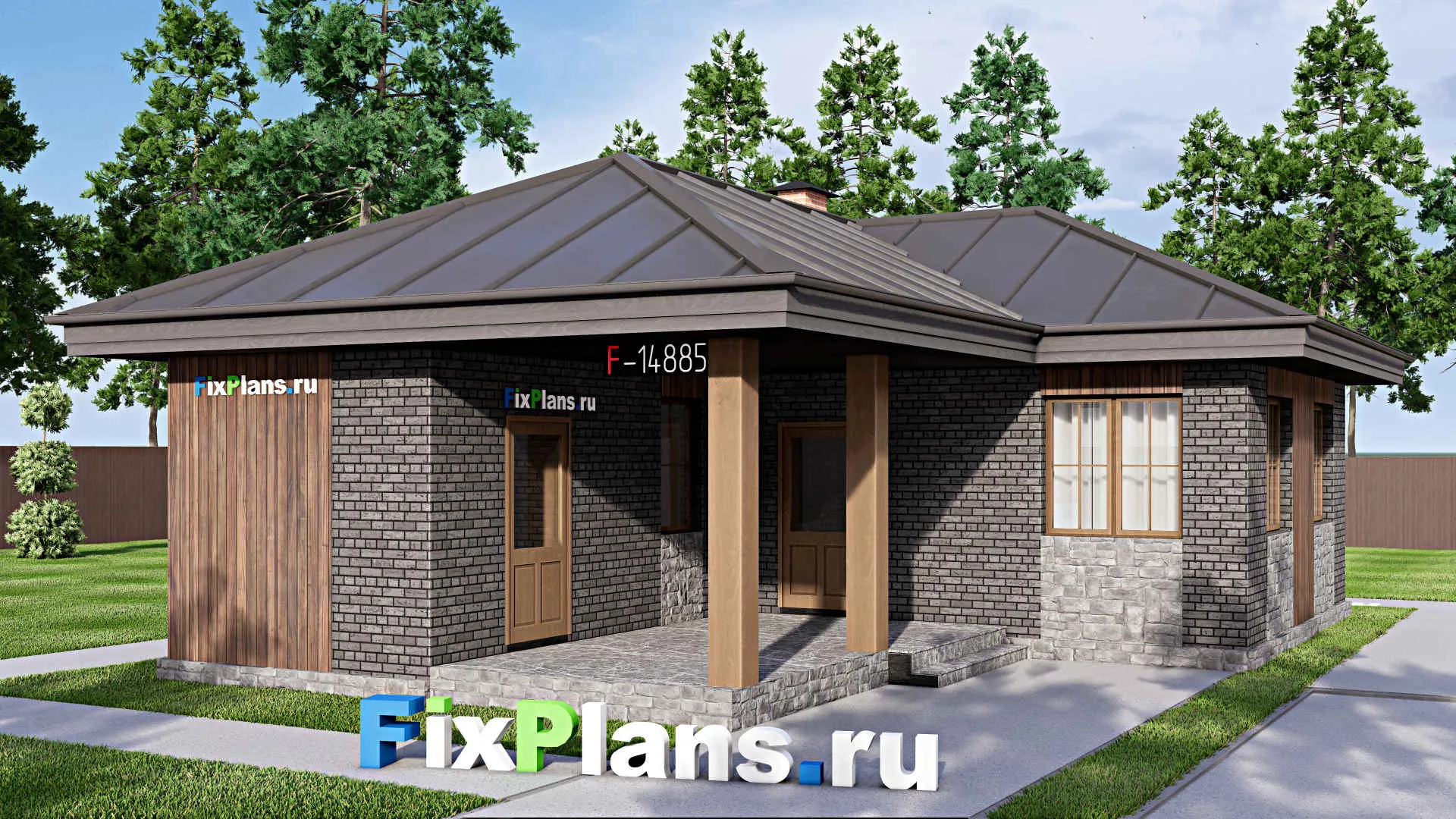 F-14885 - Проект бани 9 на 12, площадью 70 м² с терассой и санузлом