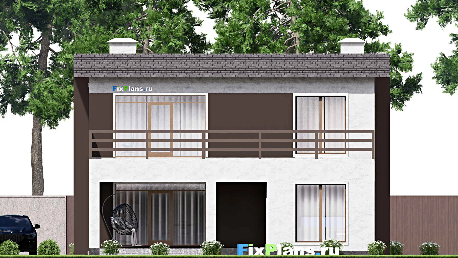 F-15389 - Планы двухэтажного дома 12 на 17, площадью 290 м² с террасой, балконом и 3 спальнями