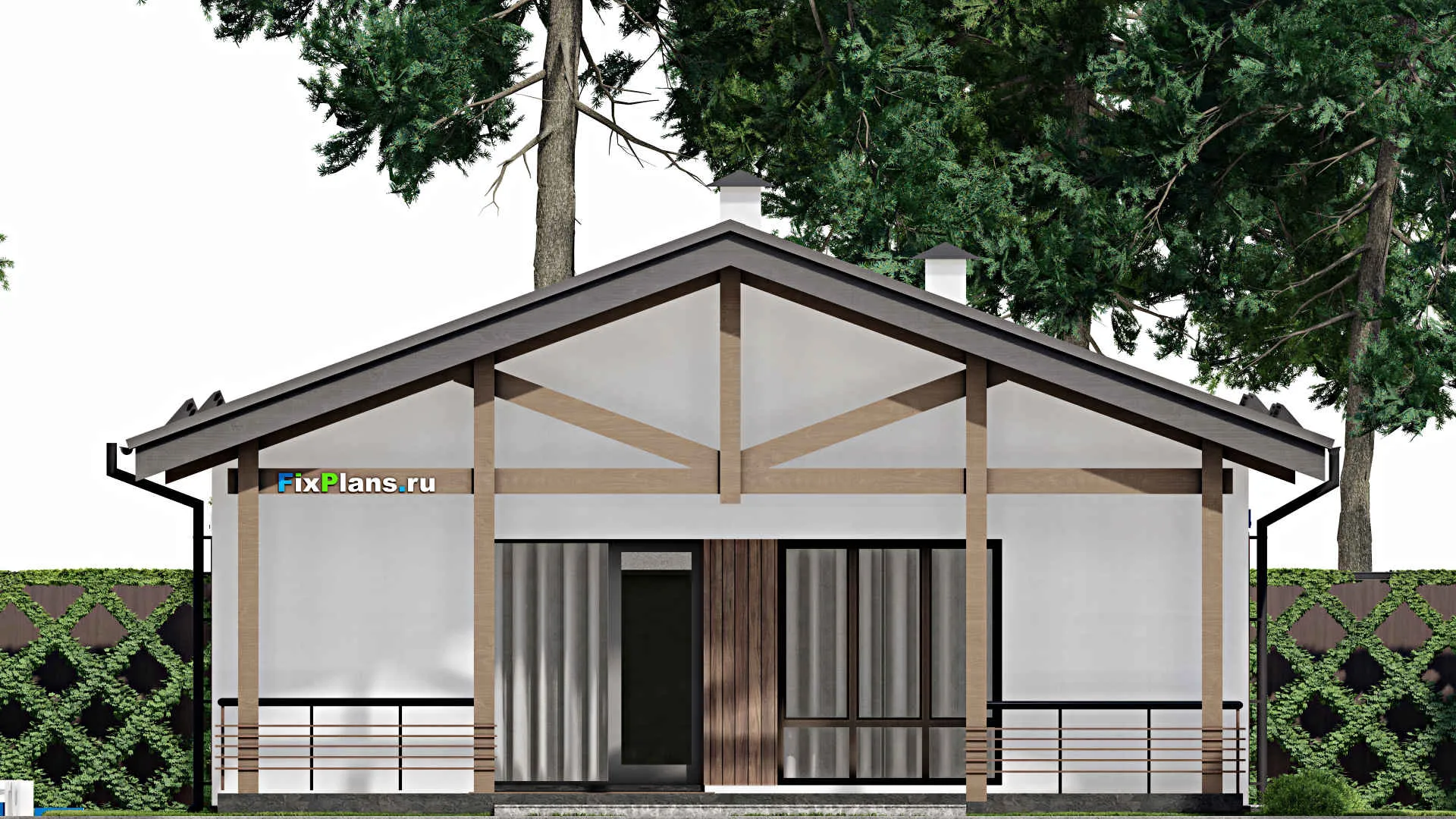 F-9620 - Проект одноэтажного дома 11 на 16, площадью 130 м² с террасой и 3 спальнями