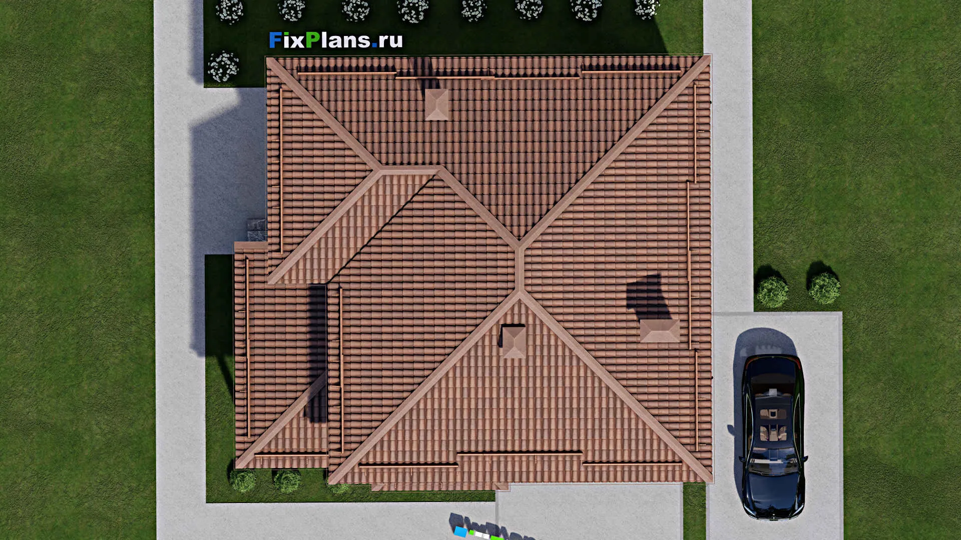 F-8684 - Проект двухэтажного дома 12 на 14, площадью 220 м² с террасой, балконом и 4 спальнями