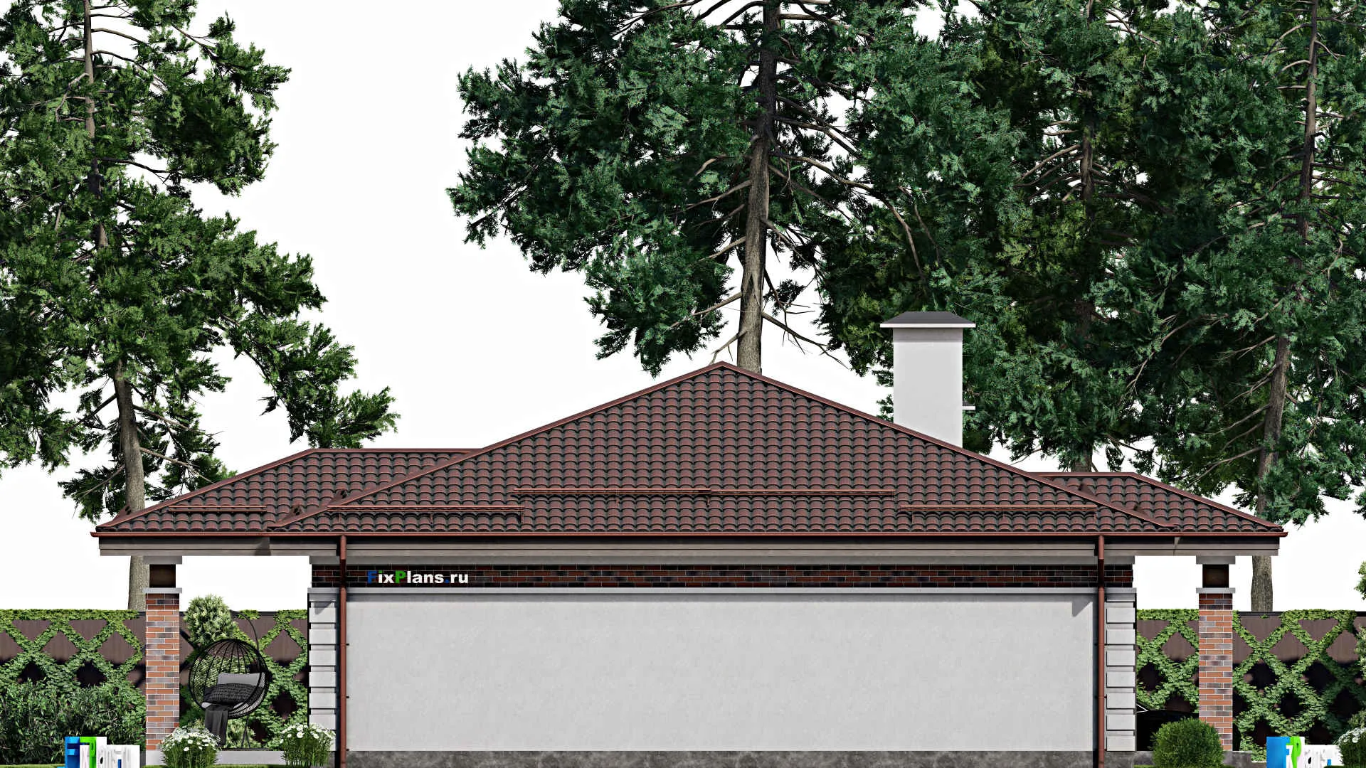 F-2519 - План одноэтажного дома 13 на 16, площадью 170 м² с террасой и 4 спальнями