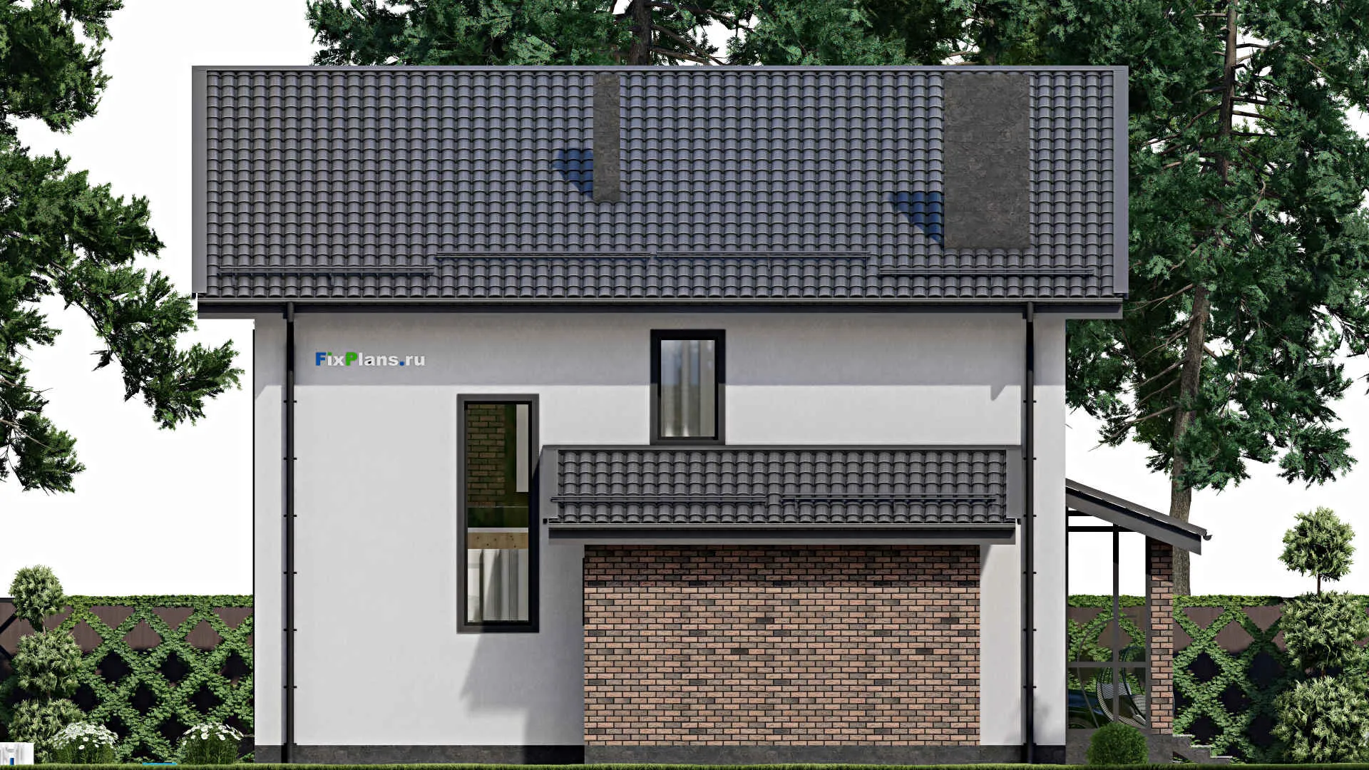 F-2339 - Планы двухэтажного дома 11 на 12, площадью 150 м² с баней и 4 спальнями