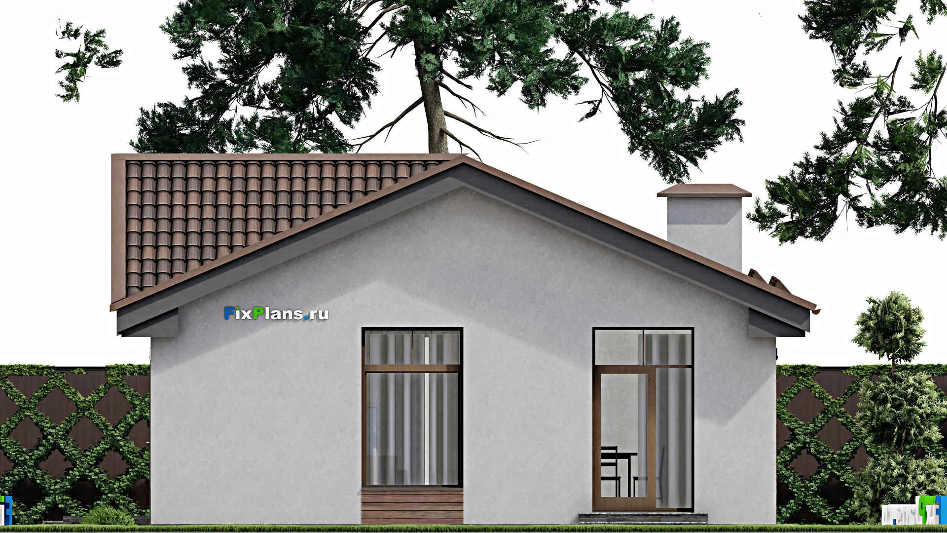 F-10025 - План одноэтажного дома 11 на 11, площадью 80 м² с 2 спальнями