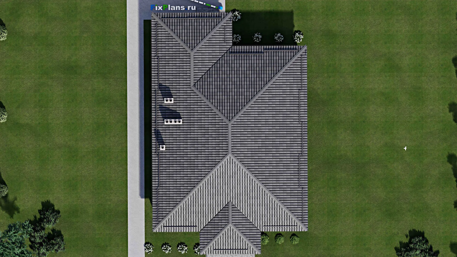 F-8585 - План одноэтажного дома 13 на 21, площадью 180 м² с террасой и 3 спальнями