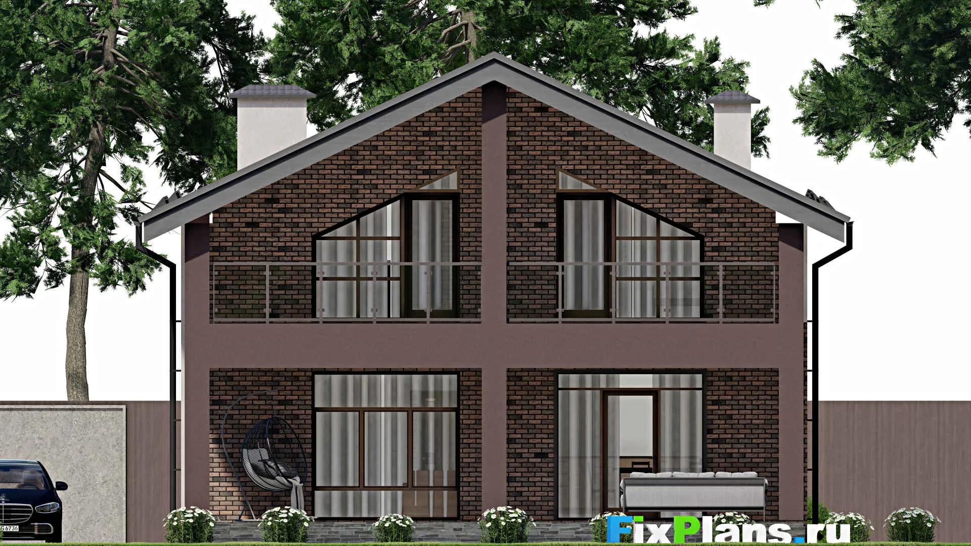 F-10421 - Планы дома с мансардой 11 на 16, площадью 250 м² с 4 спальнями