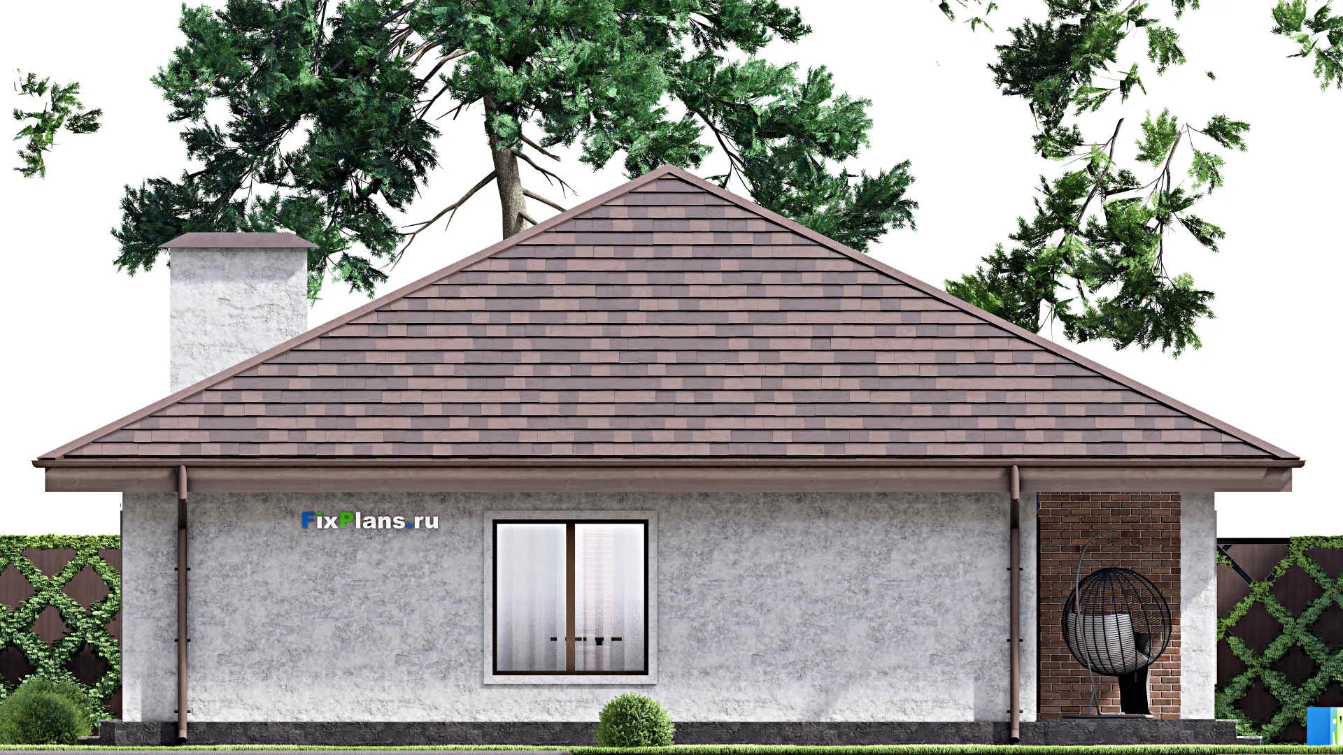 F-13679 - План одноэтажного дома 13 на 14, площадью 140 м² с террасой и 3 спальнями