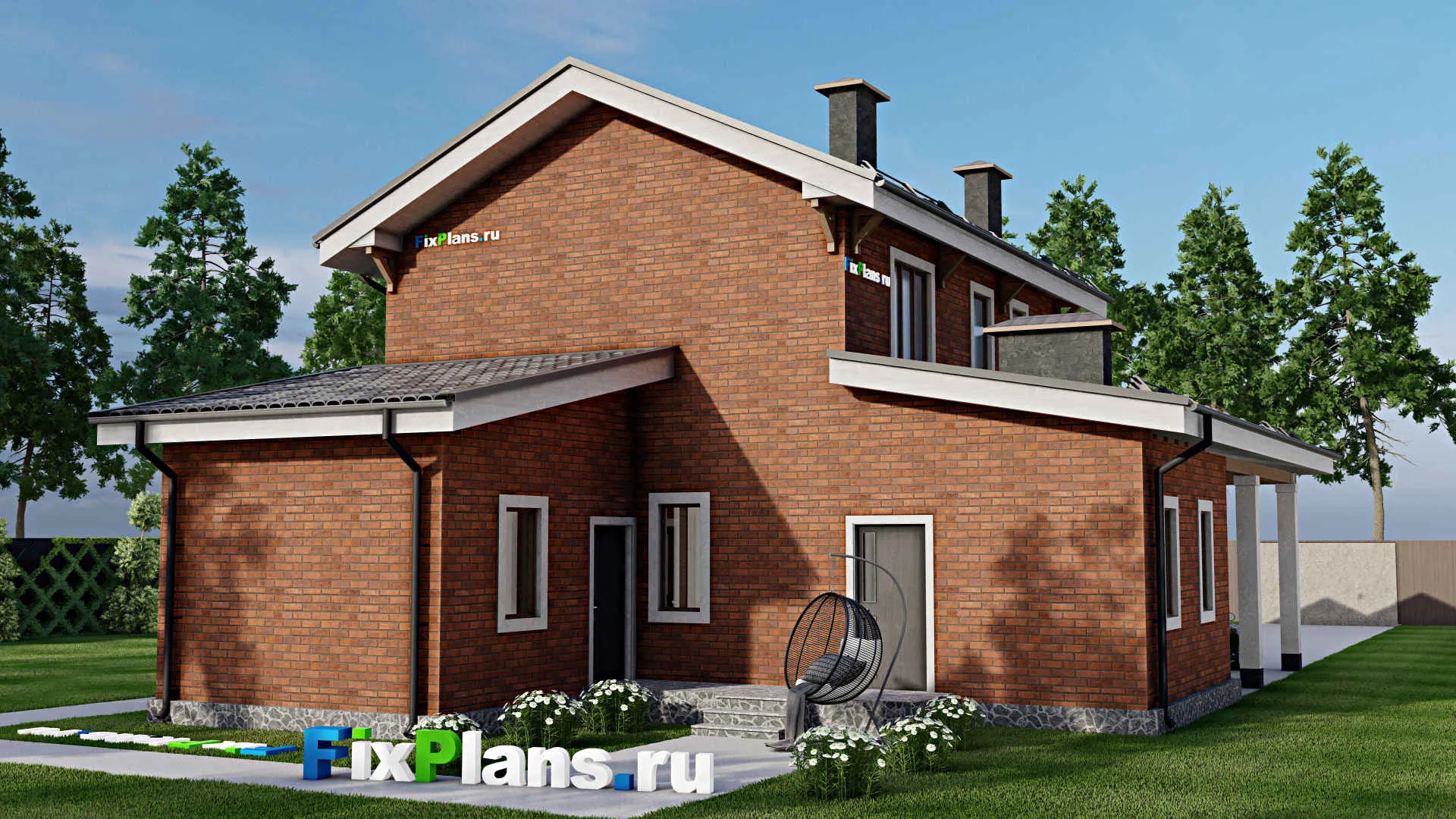 F-7280 - Проект двухэтажного дома 12 на 16, площадью 190 м² с баней и 4 спальнями