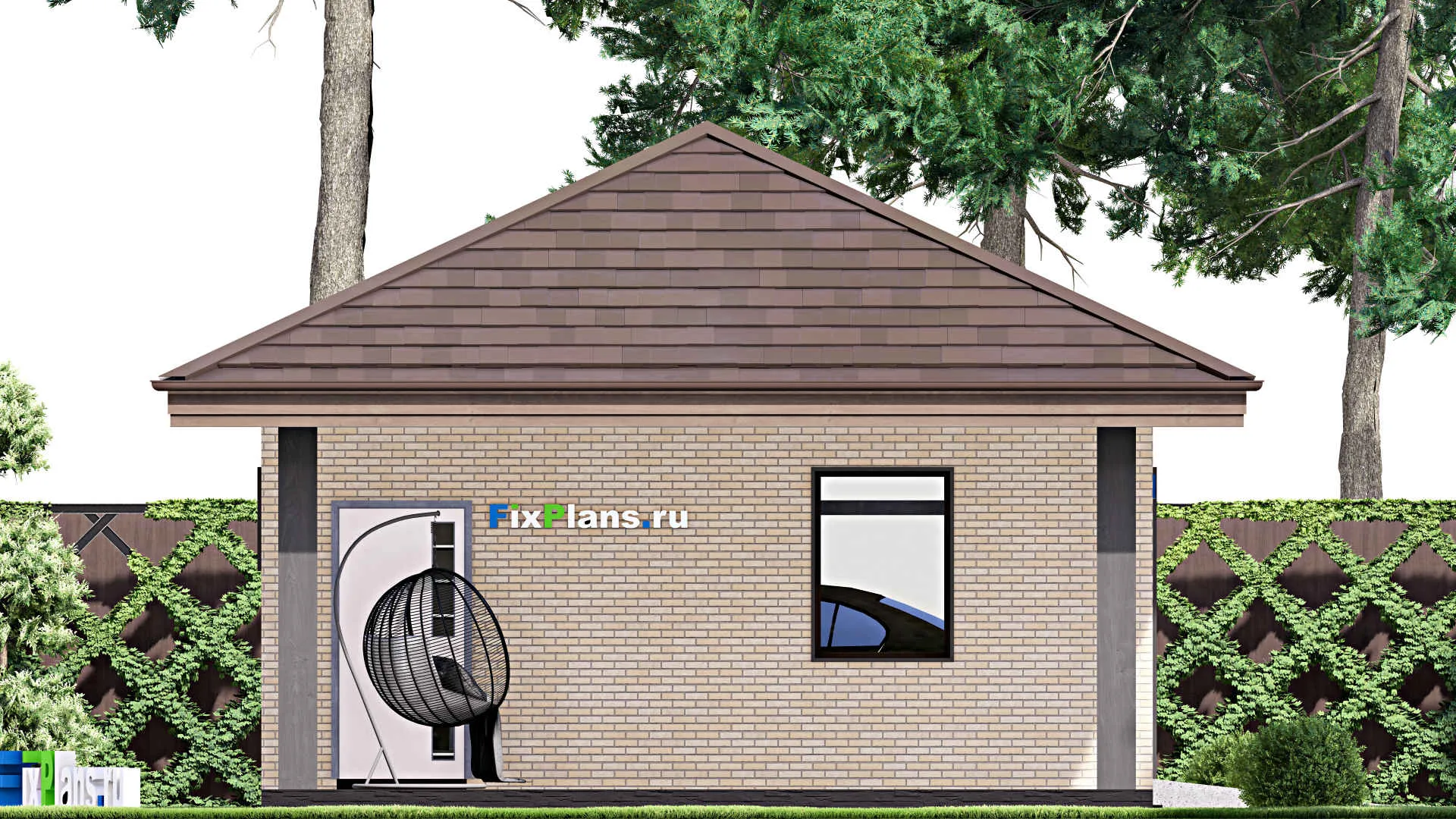 F-14039 - Проект гаража из газобетона 7 на 24, площадью 140 м² на 2 машиноместа