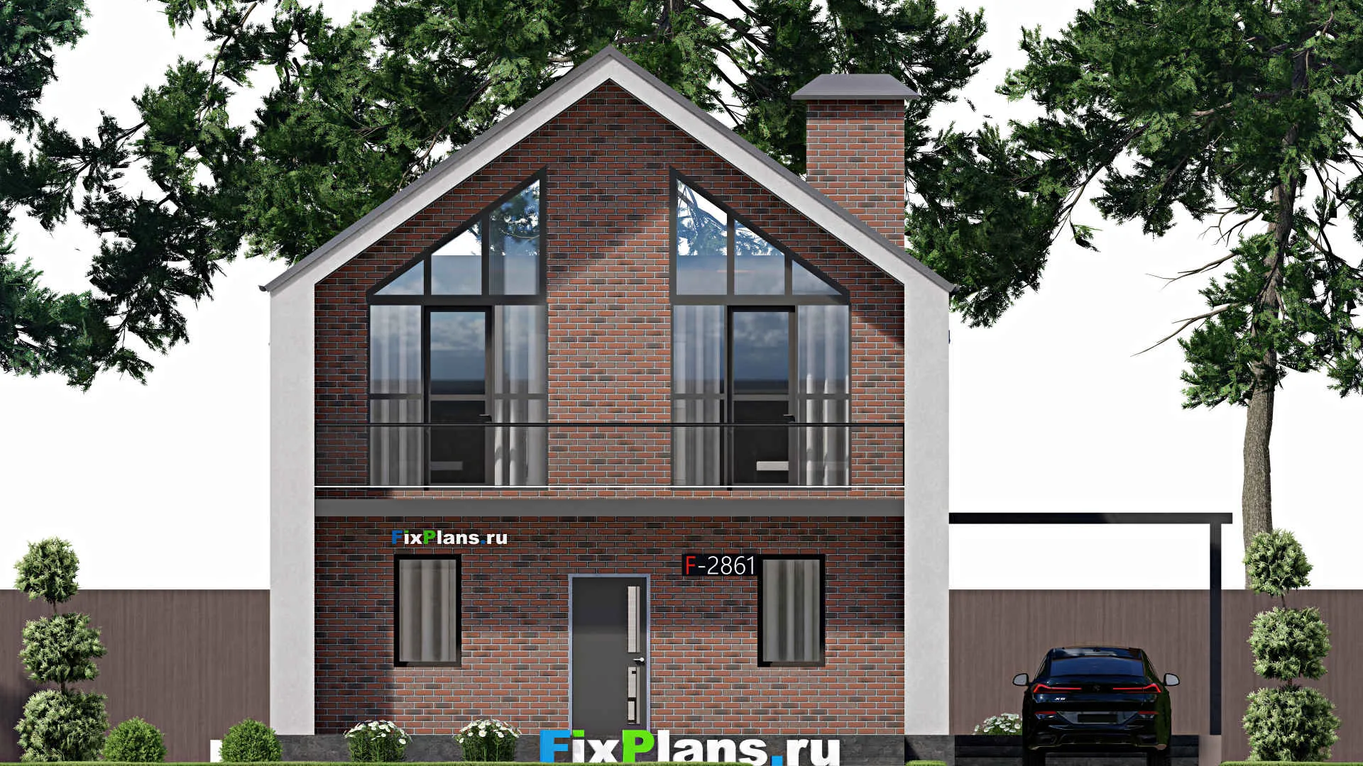 F-2861 - Планы дома с мансардой 9 на 14, площадью 220 м² с террасой, балконом и 4 спальнями