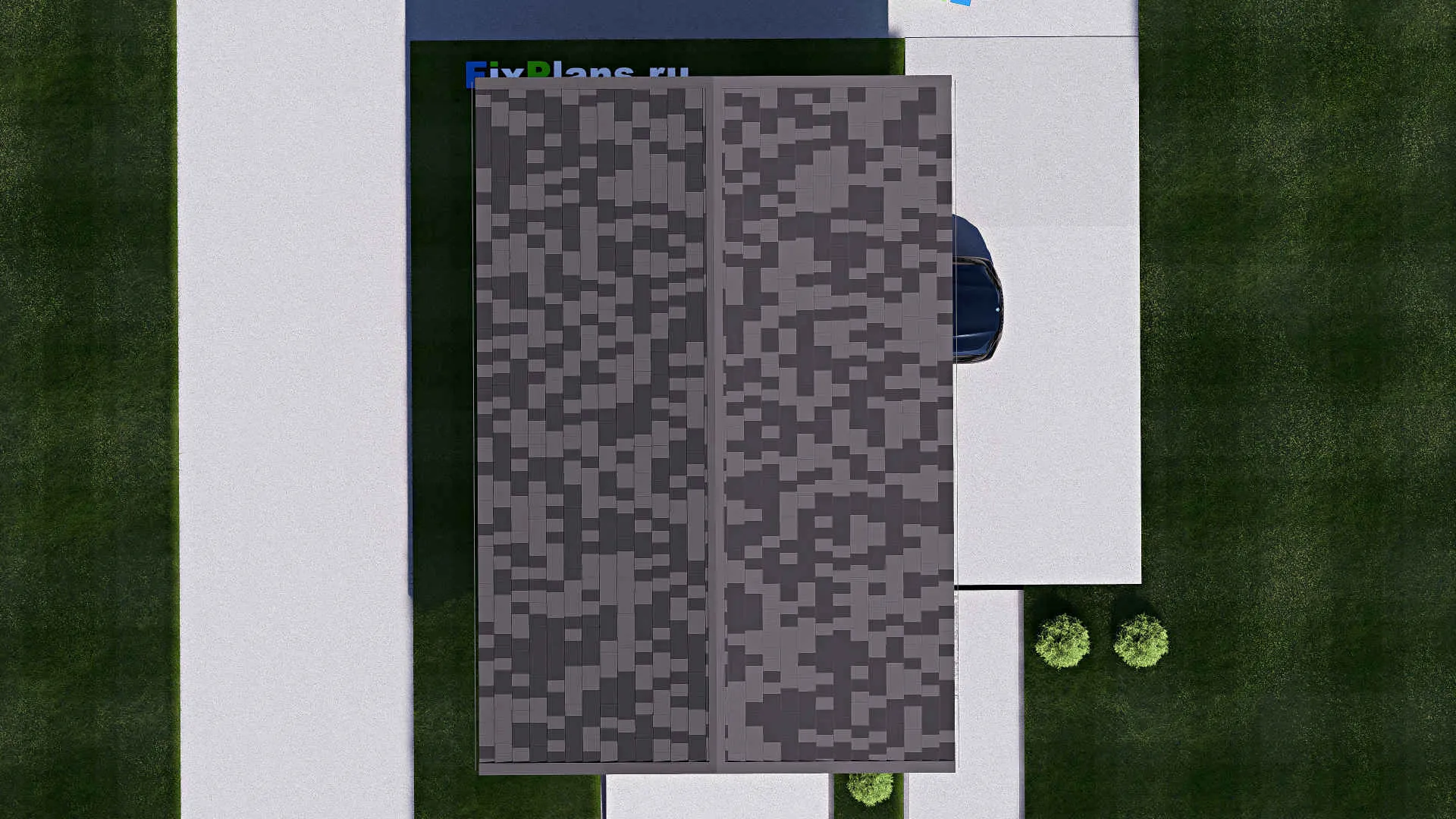 F-19475 - Проект гаража из газобетона 7 на 11, площадью 60 м² на 2 машиноместа