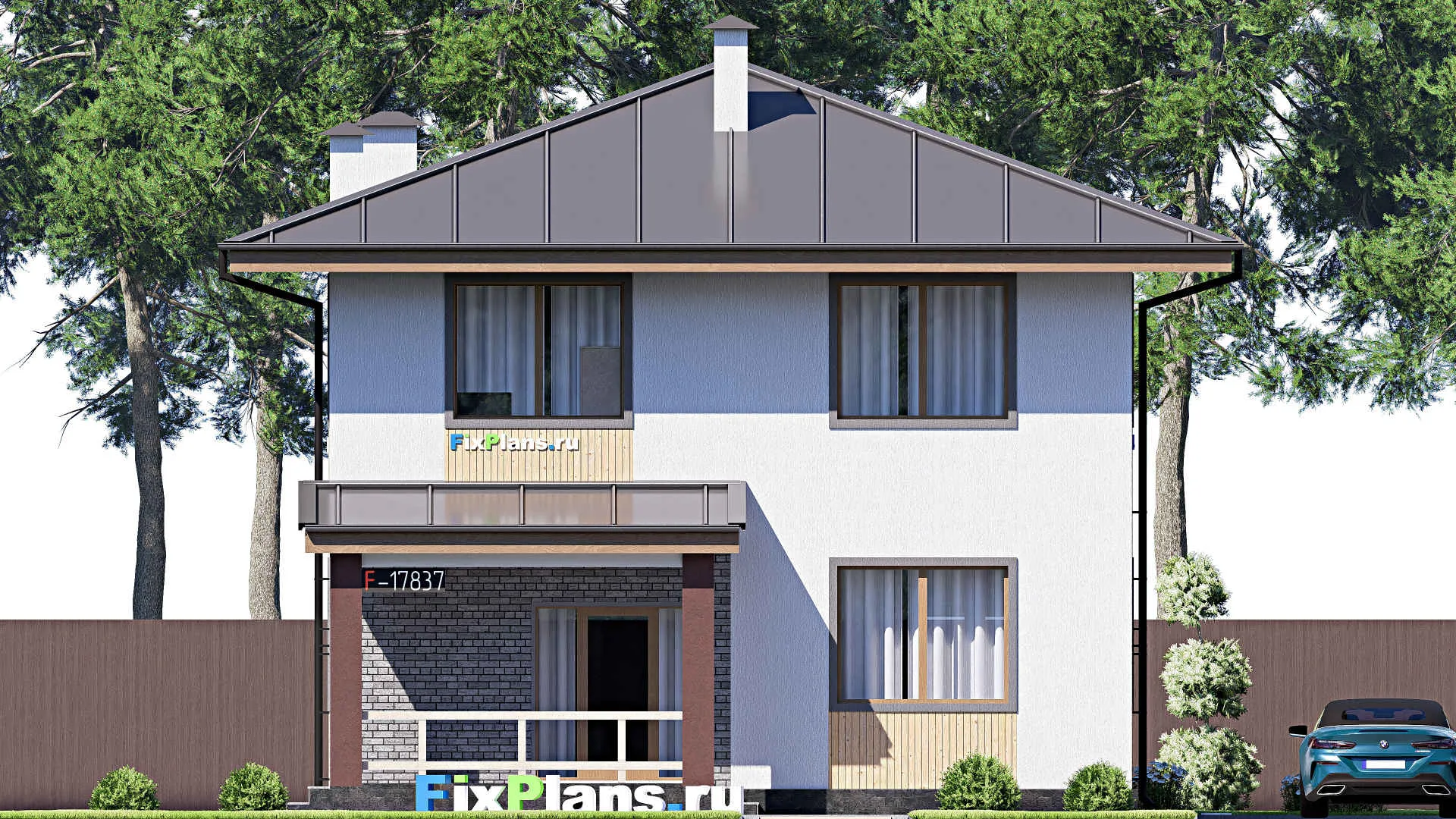 F-17837 - Проект двухэтажного дома 10 на 13, площадью 170 м² с 5 спальнями