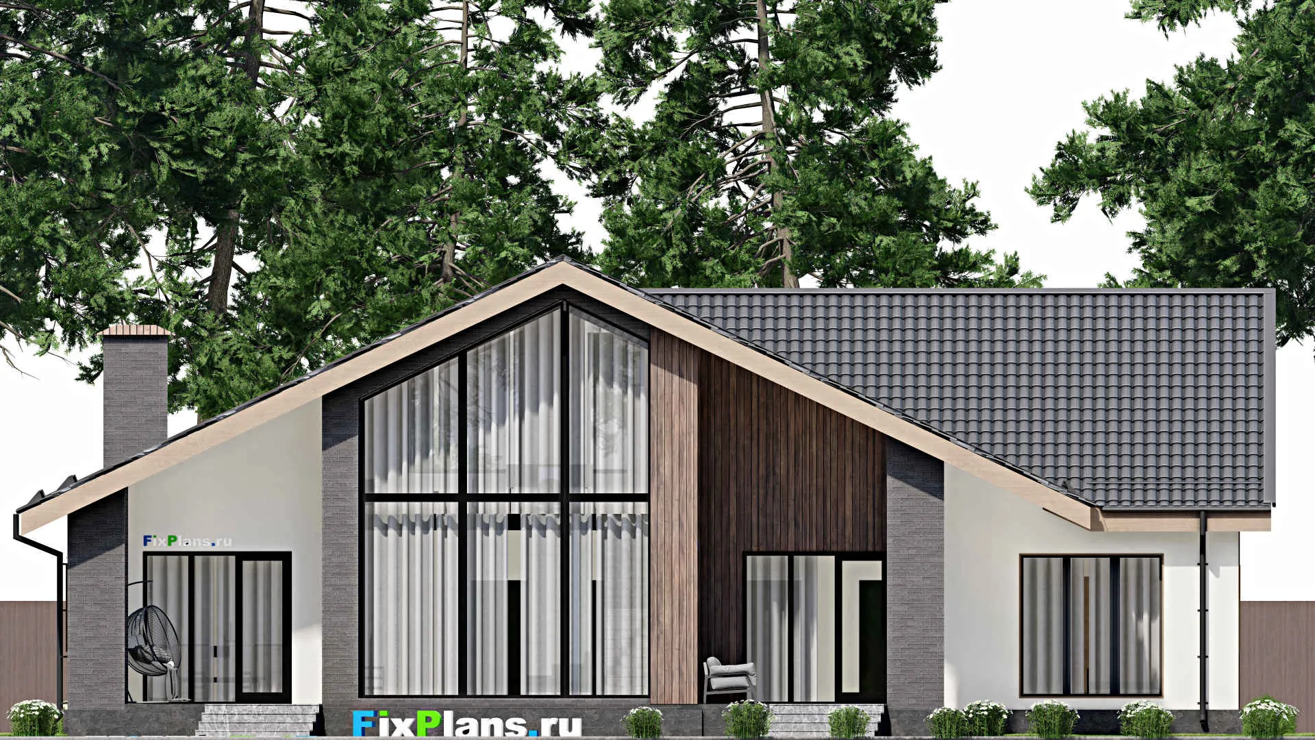 F-4814 - Планы дома с мансардой 13 на 21, площадью 210 м² с террасой и 4 спальнями