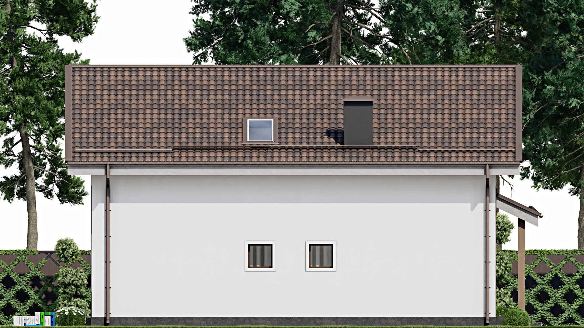 F-10160 - Проект дома с мансардой 11 на 14, площадью 150 м² с террасой и 3 спальнями