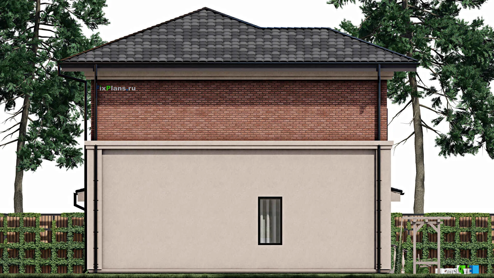 F-0170 - Проект двухэтажного дома 11 на 13, площадью 240 м² с террасой и 2 спальнями