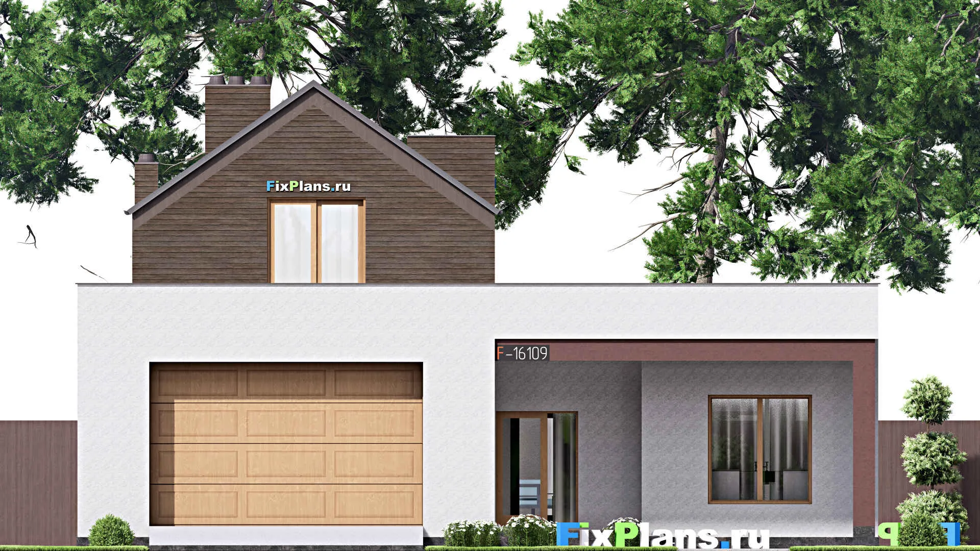 F-16109 - Проект дома с мансардой 15 на 20, площадью 420 м² с террасой, балконом, гаражом на 2 машины и 3 спальнями