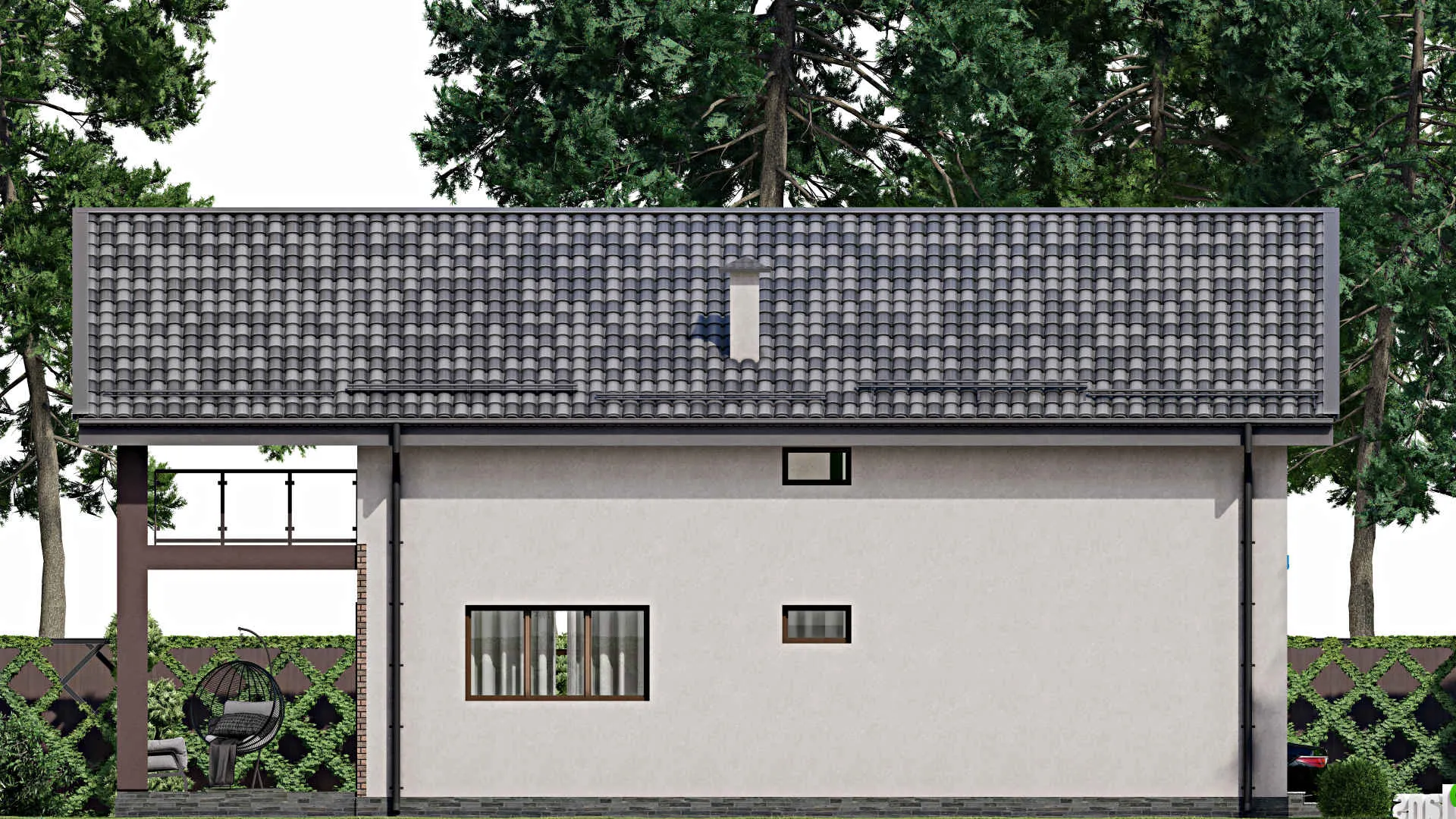 F-10421 - Планы дома с мансардой 11 на 16, площадью 250 м² с 4 спальнями