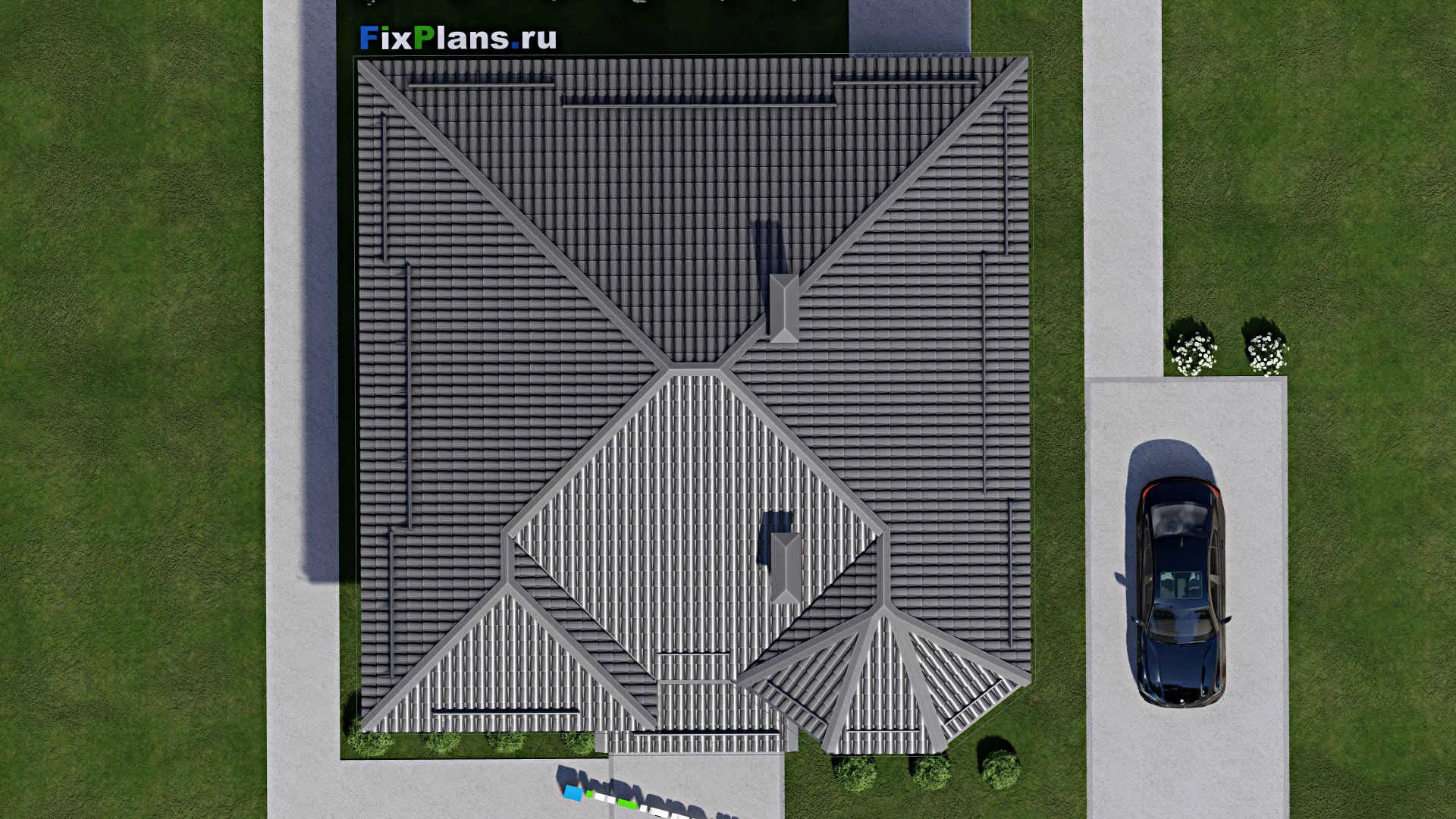 F-4715 - План одноэтажного дома 12 на 13, площадью 130 м² с террасой и 3 спальнями