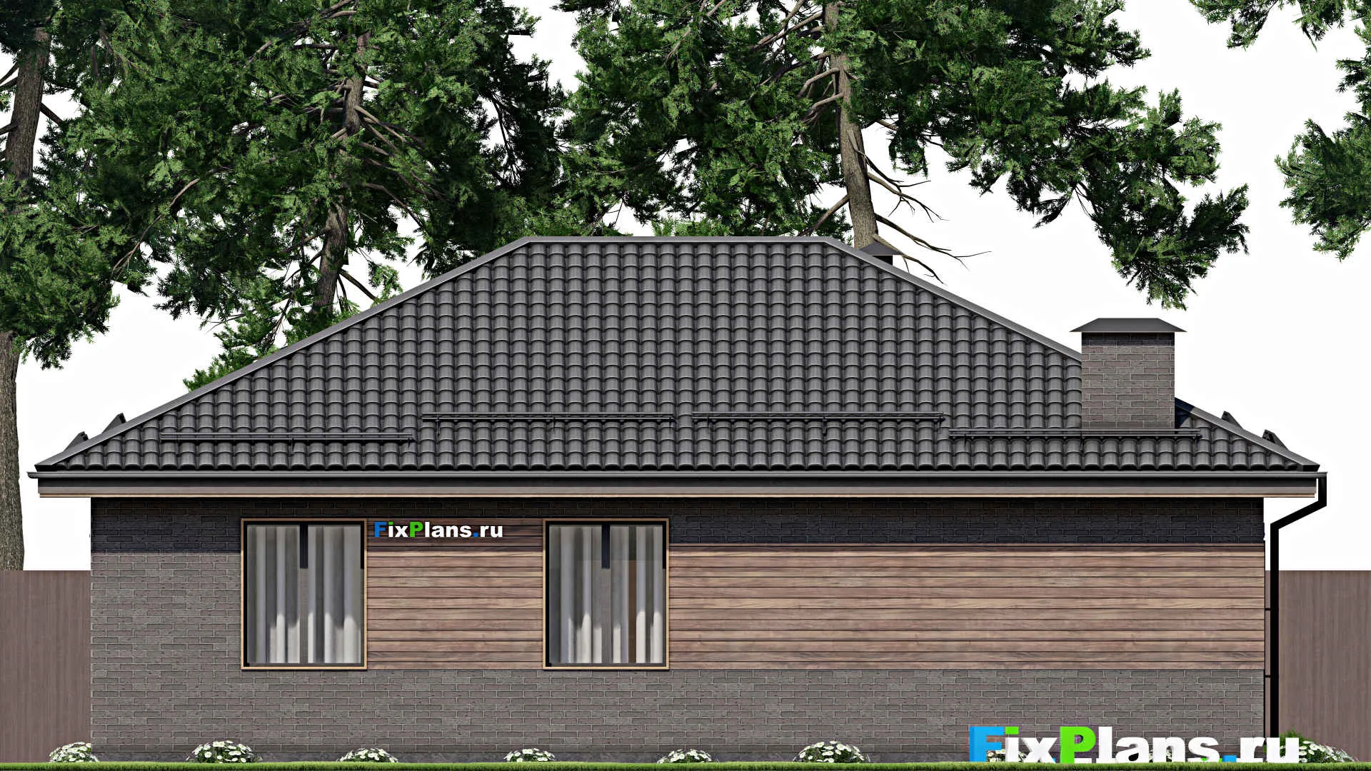 F-3581 - План одноэтажного дома 11 на 14, площадью 120 м² с 3 спальнями