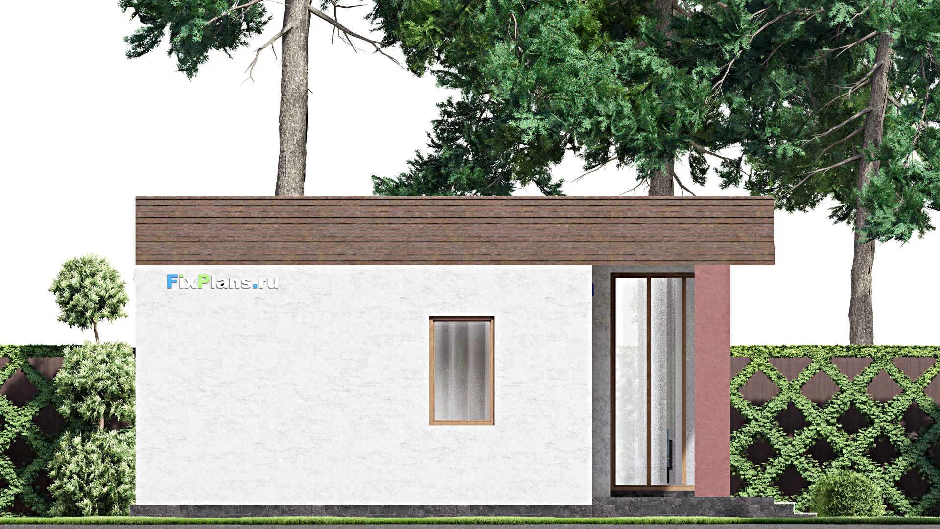 F-15011 - Проект бани 9 на 11, площадью 70 м² с комнатой отдыха, терассой и санузлом