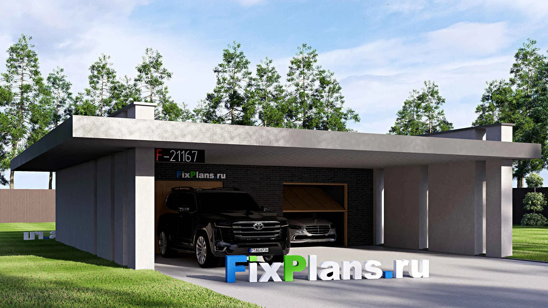 F-21167 - Проект гаража 10 на 13, площадью 60 м² на 2 машиноместа