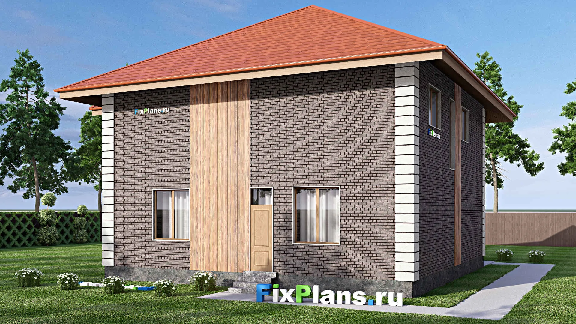 F-0341 - Проект двухэтажного дома 14 на 15, площадью 250 м² с террасой, балконом и 4 спальнями