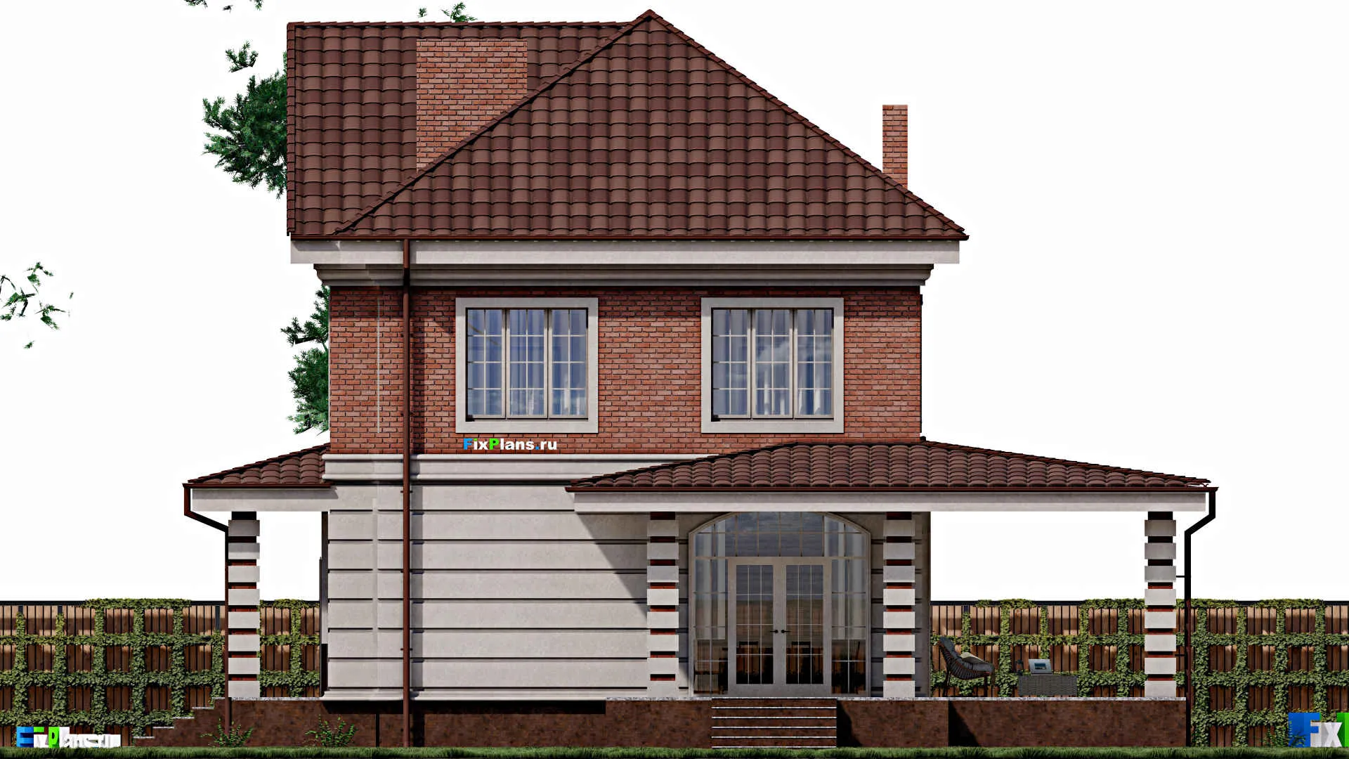 F-0386 - Планы двухэтажного дома 10 на 14, площадью 290 м² с террасой и 4 спальнями