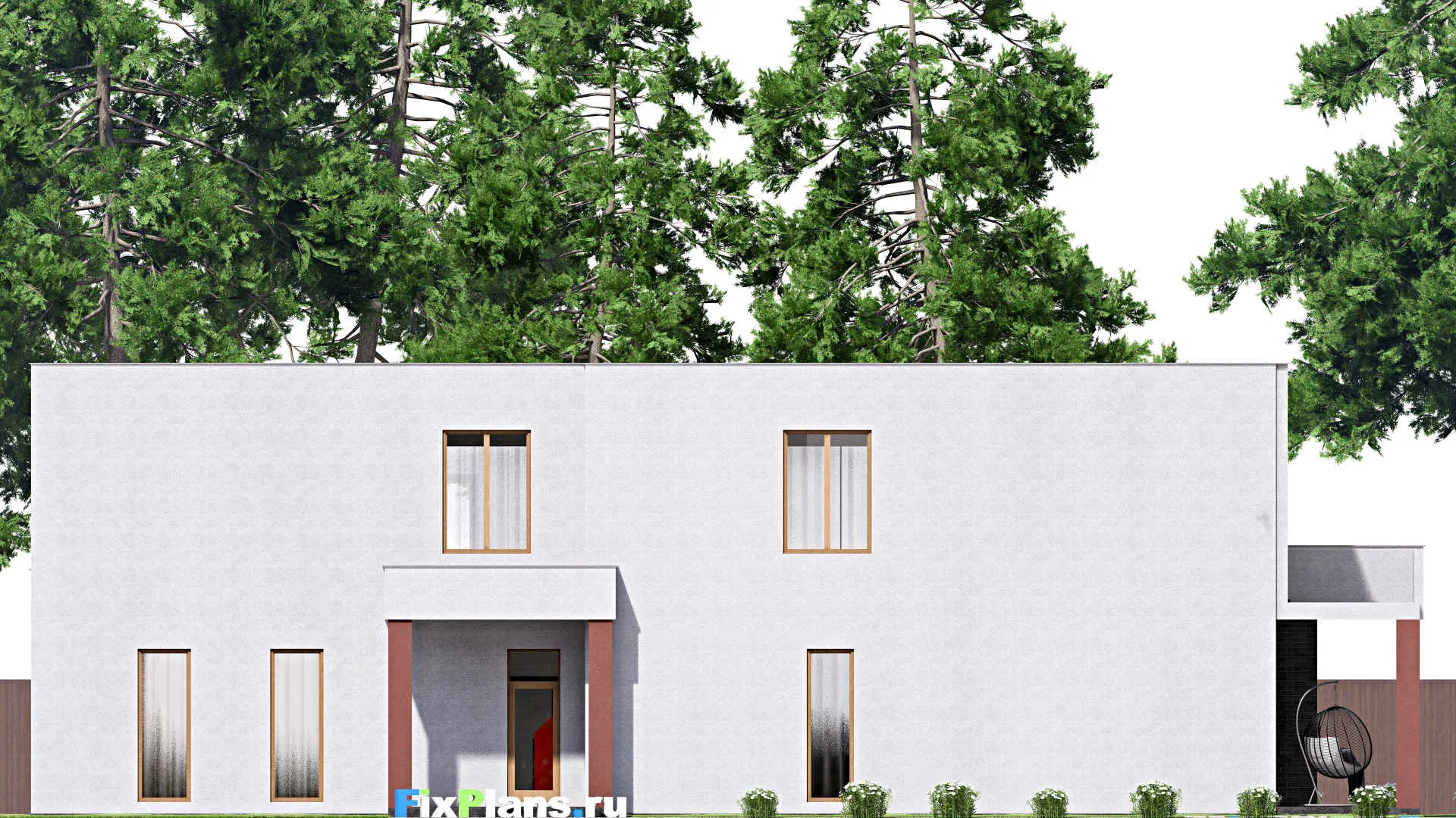 F-16622 - Проект двухэтажного дома 19 на 24, площадью 480 м² с террасой, балконом, гаражом на 2 машины и 3 спальнями