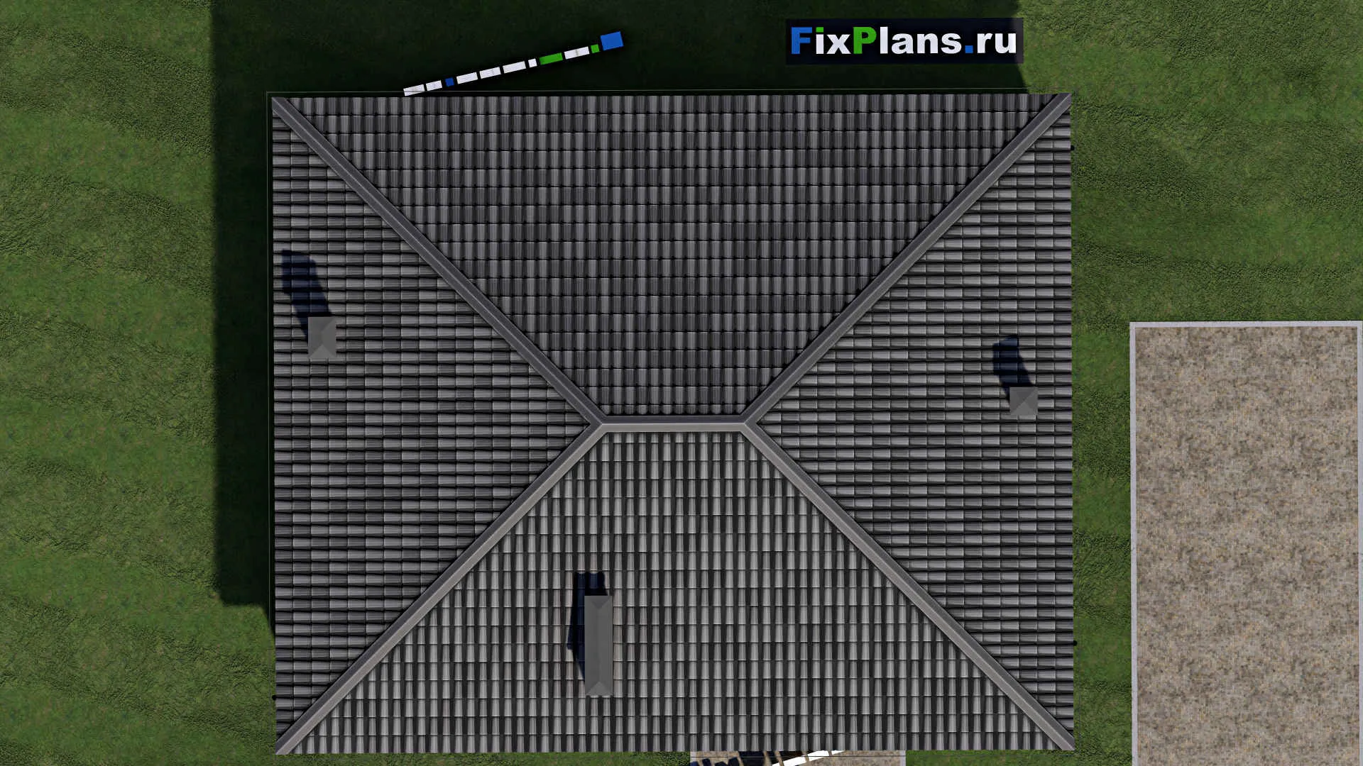 F-1457 - План одноэтажного дома 11 на 14, площадью 120 м² с террасой и 3 спальнями