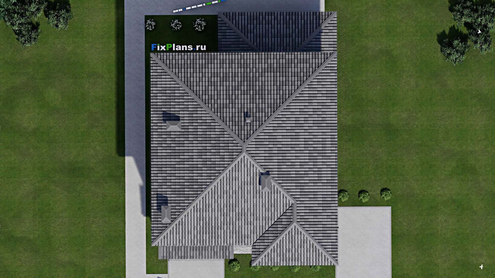 F-9584 - Планы двухэтажного дома 13 на 17, площадью 280 м² с террасой, балконом и 3 спальнями