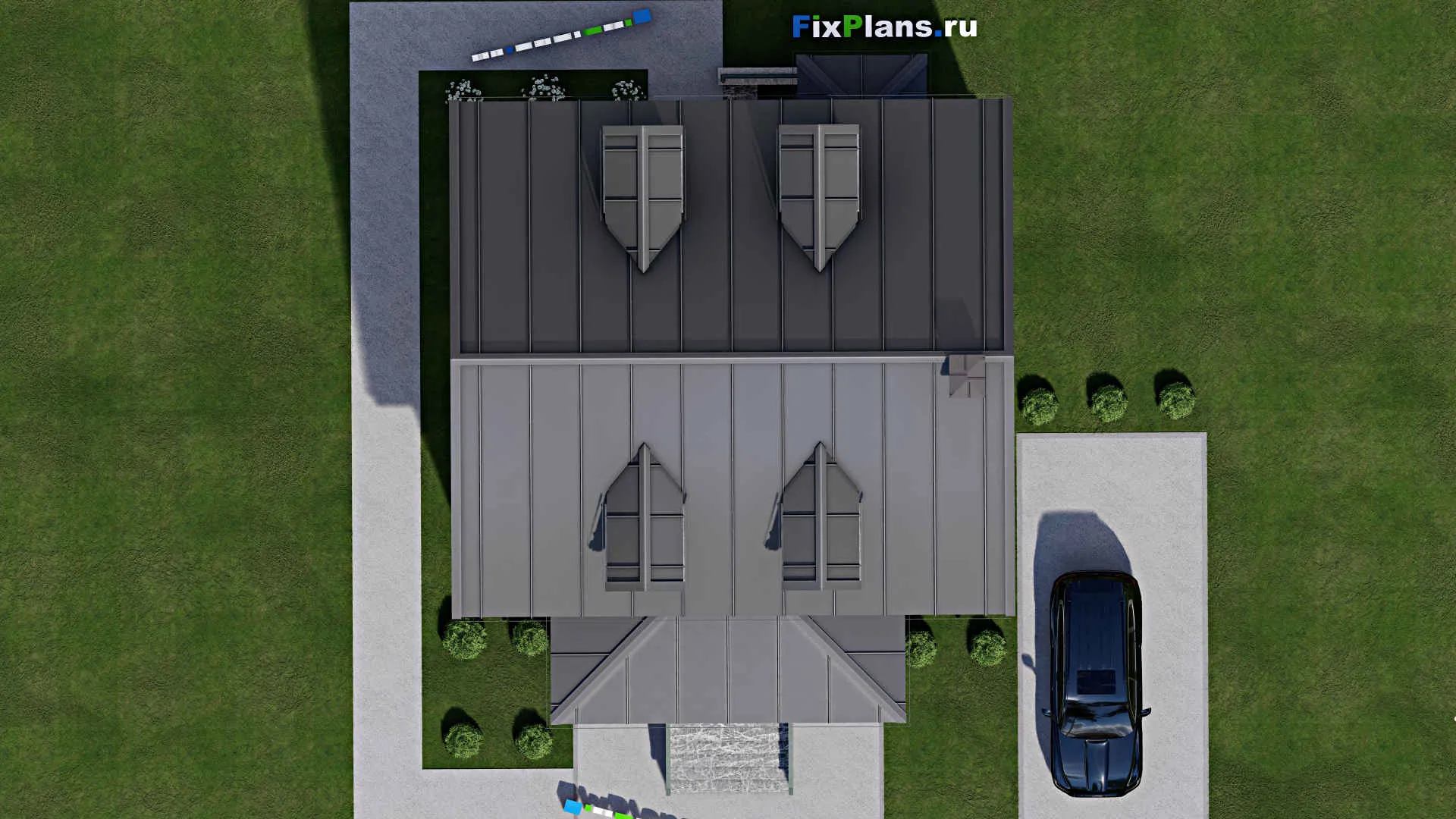 F-9395 - Планы дома с мансардой 11 на 13, площадью 240 м² с цокольным этажом, баней и 5 спальнями