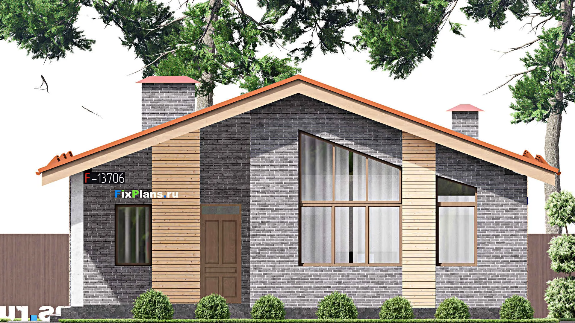 F-13706 - План одноэтажного дома 11 на 22, площадью 200 м² с террасой и 3 спальнями