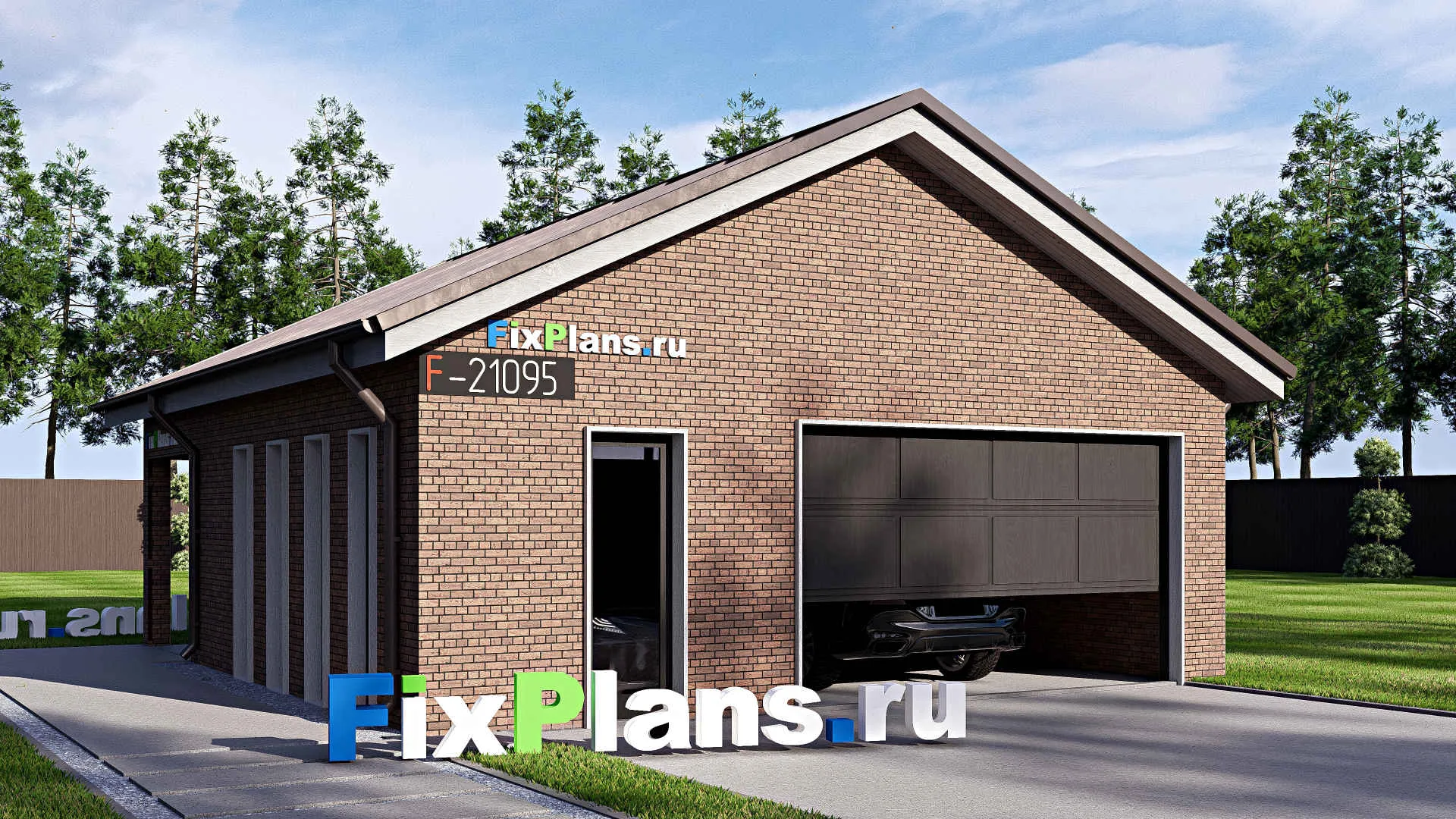 F-21095 - Проект гаража 8 на 9, площадью 60 м² на 2 машиноместа