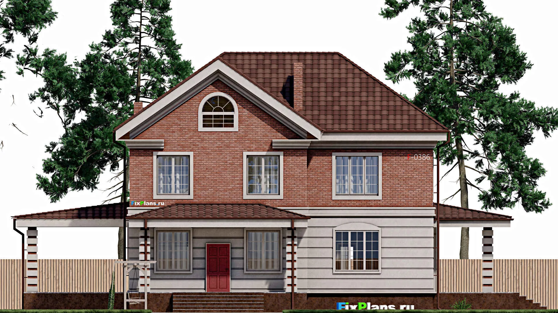 F-0386 - Планы двухэтажного дома 10 на 14, площадью 290 м² с террасой и 4 спальнями