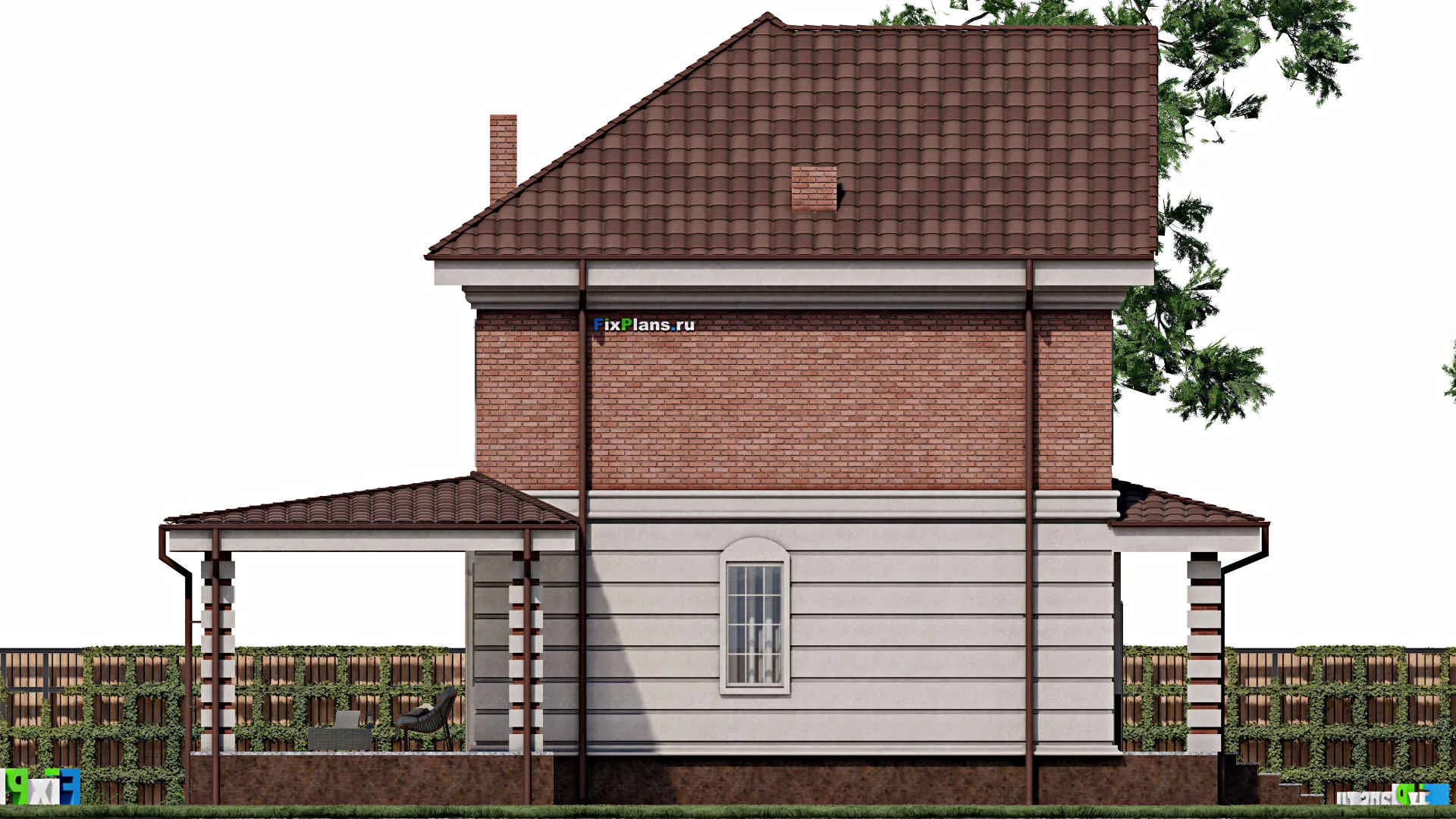 F-0386 - Планы двухэтажного дома 10 на 14, площадью 290 м² с террасой и 4 спальнями