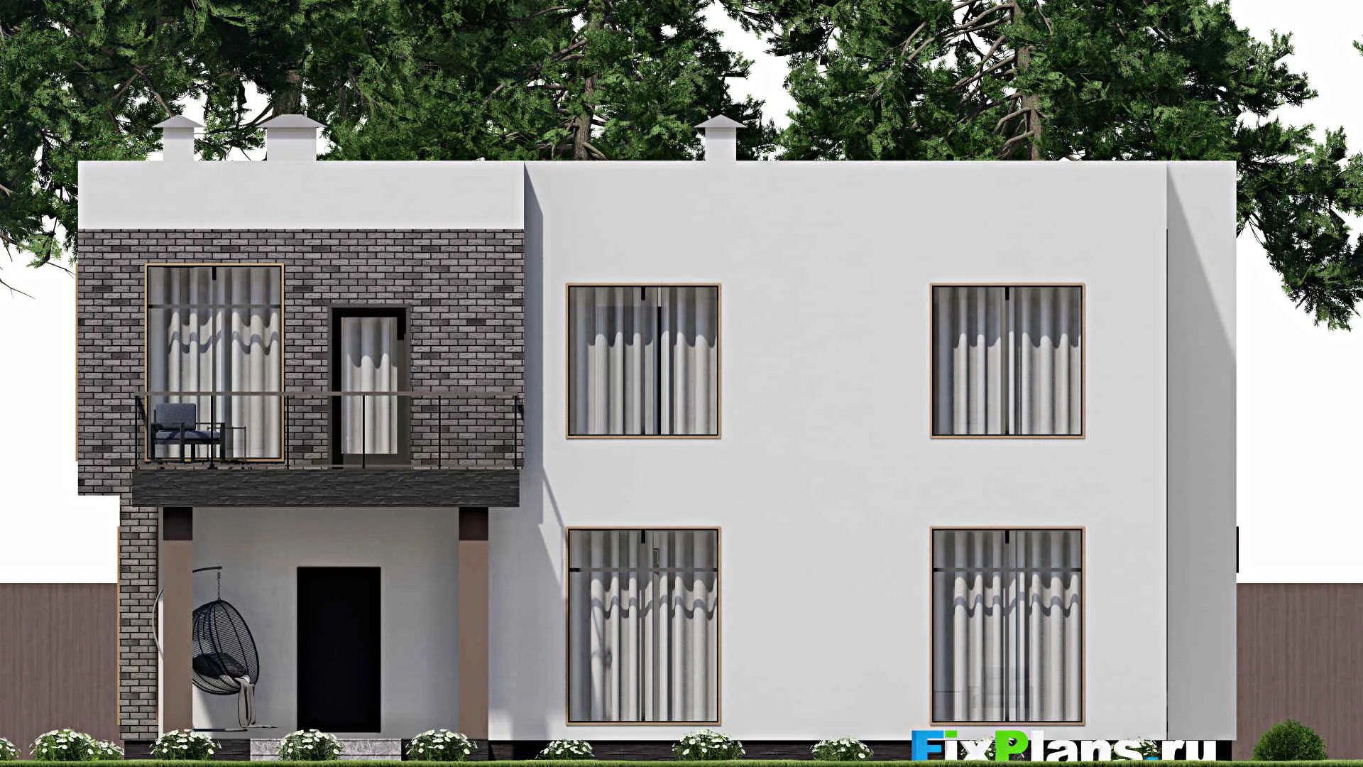 F-11888 - Планы двухэтажного дома 15 на 17, площадью 300 м² с 3 спальнями