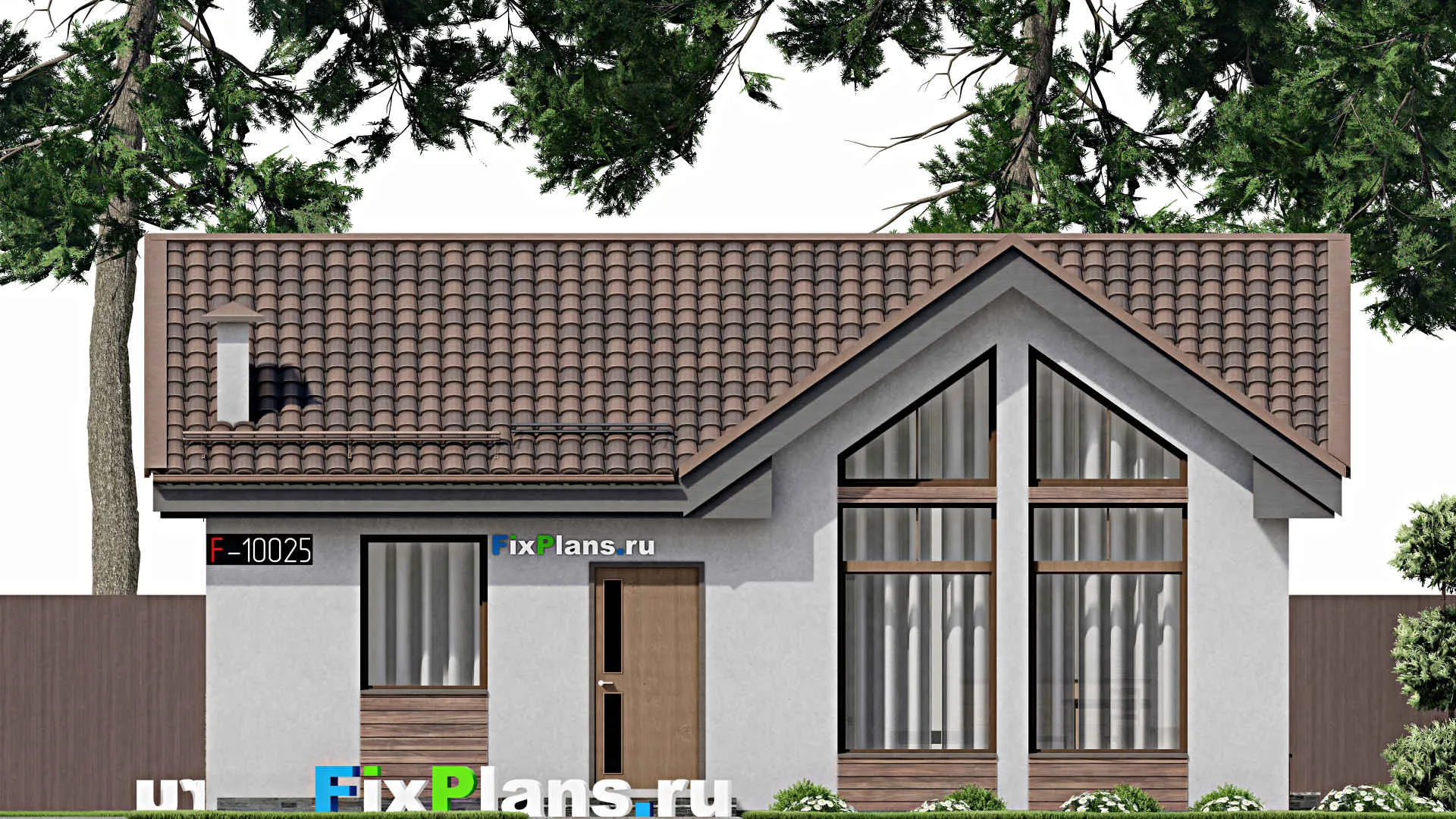 F-10025 - План одноэтажного дома 11 на 11, площадью 80 м² с 2 спальнями