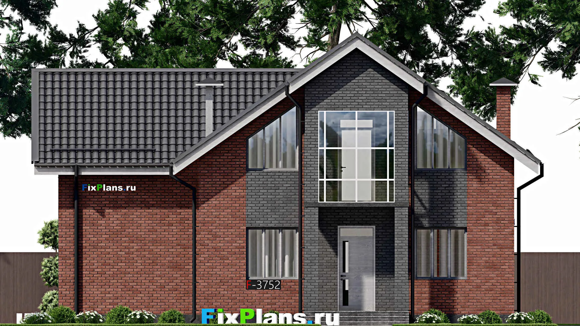 F-3752 - Проект дома с мансардой 11 на 13, площадью 190 м² с балконом и 4 спальнями