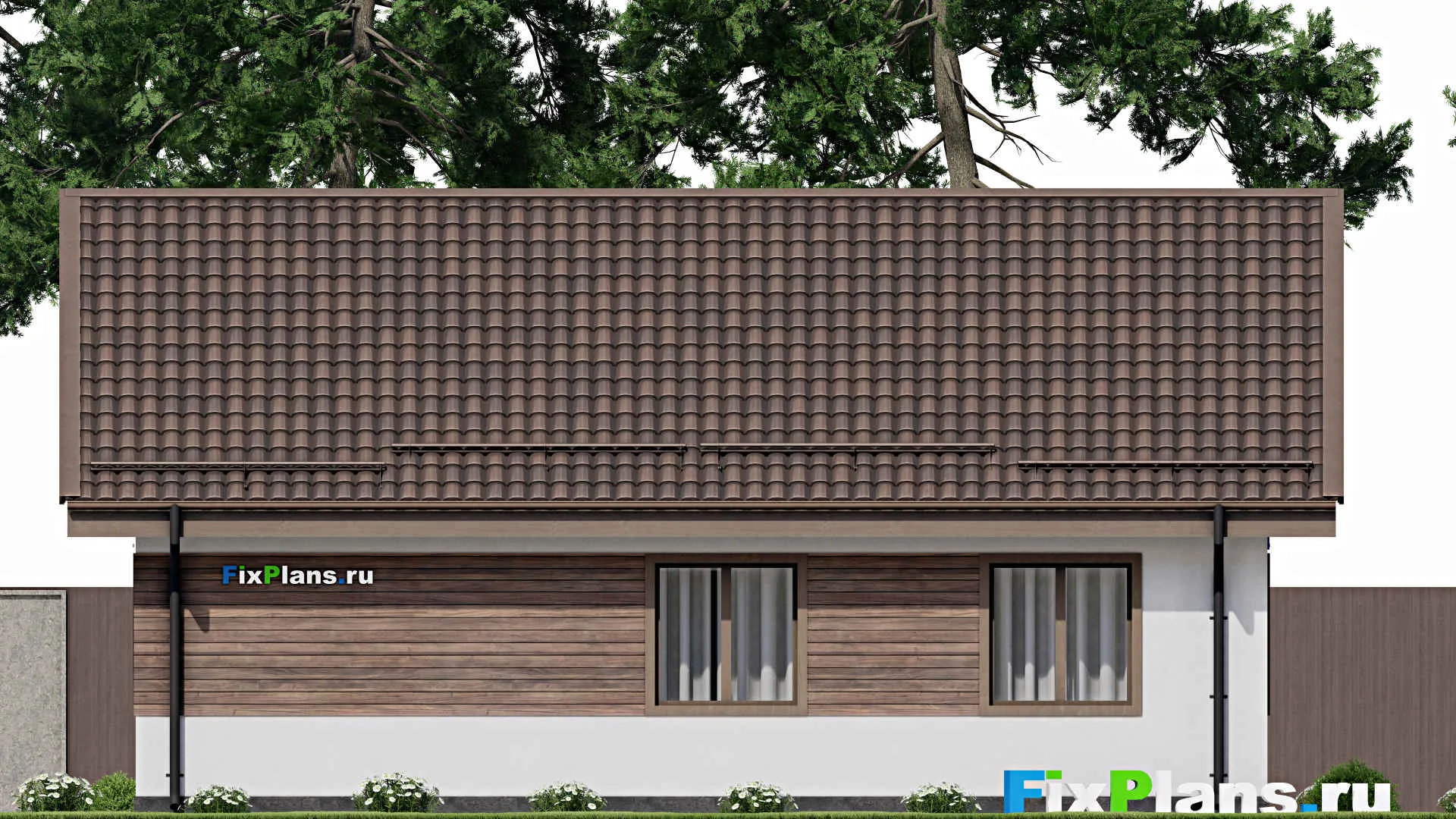 F-8999 - План одноэтажного дома 11 на 12, площадью 90 м² с 3 спальнями