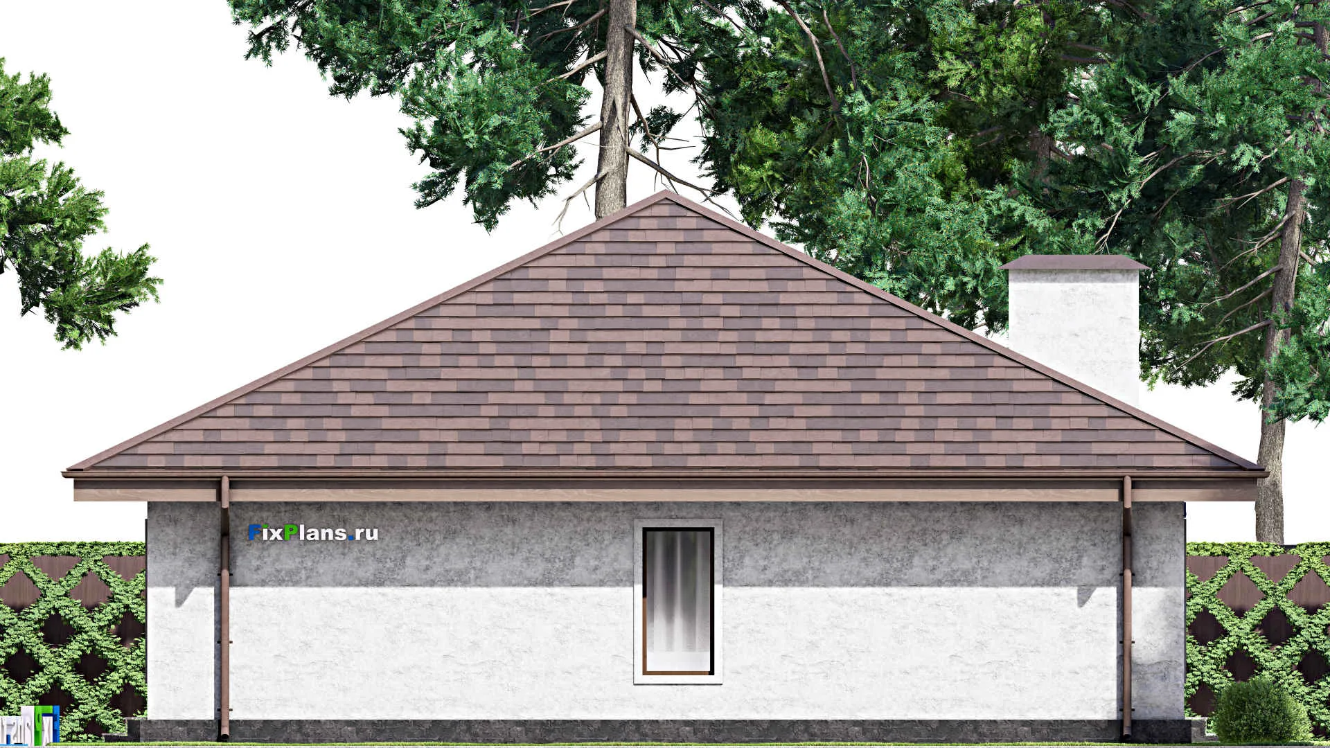 F-13679 - План одноэтажного дома 13 на 14, площадью 140 м² с террасой и 3 спальнями