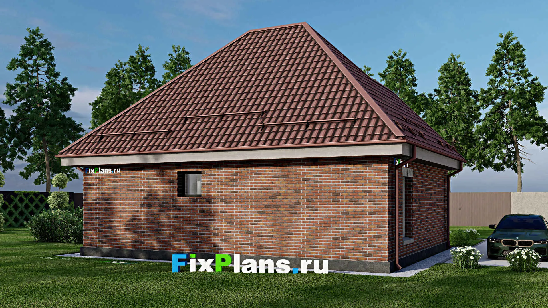 F-2348 - План одноэтажного дома 9 на 11, площадью 80 м² с 3 спальнями