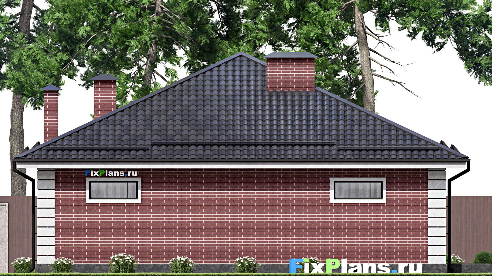 F-15758 - Проект бани 14 на 15, площадью 130 м² с комнатой отдыха, терассой и санузлом