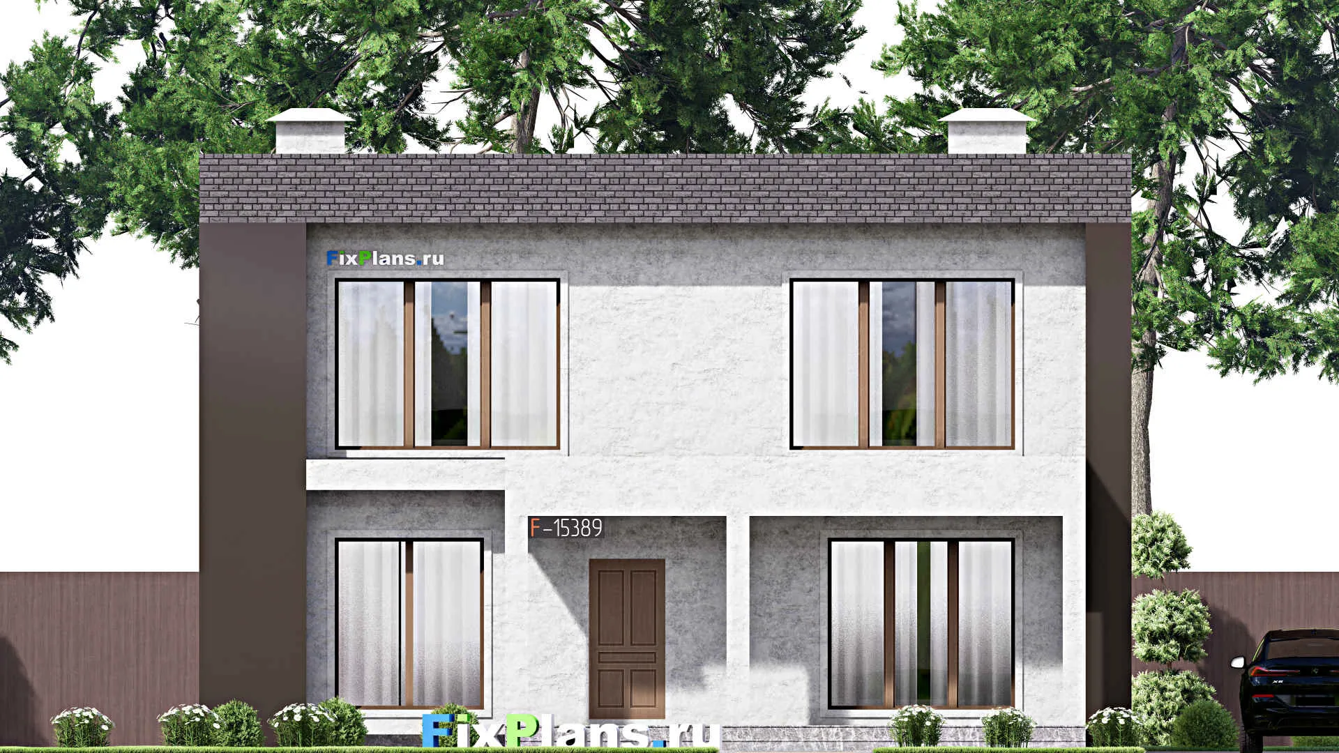 F-15389 - Планы двухэтажного дома 12 на 17, площадью 290 м² с террасой, балконом и 3 спальнями