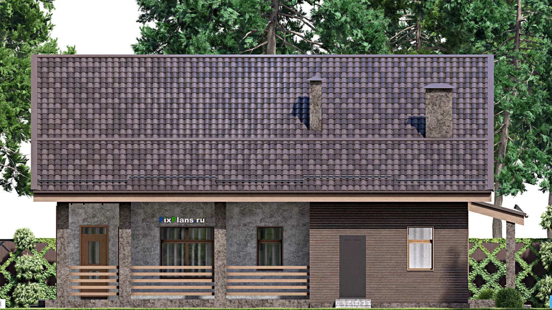 F-13328 - Проект дома с мансардой 12 на 16, площадью 220 м² с террасой, балконом и 3 спальнями