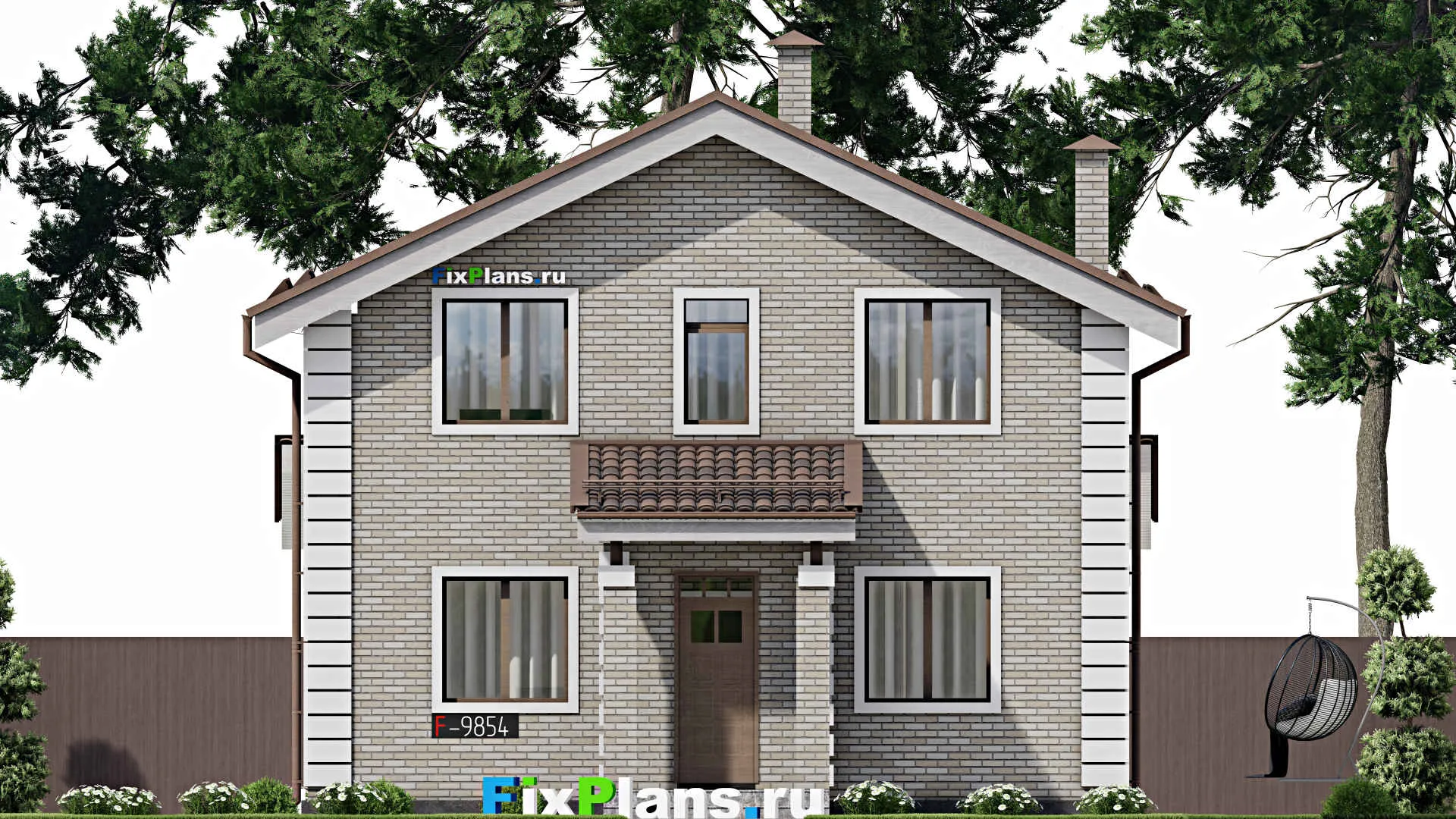 F-9854 - Проект дома с мансардой 10 на 15, площадью 160 м² с террасой и 3 спальнями