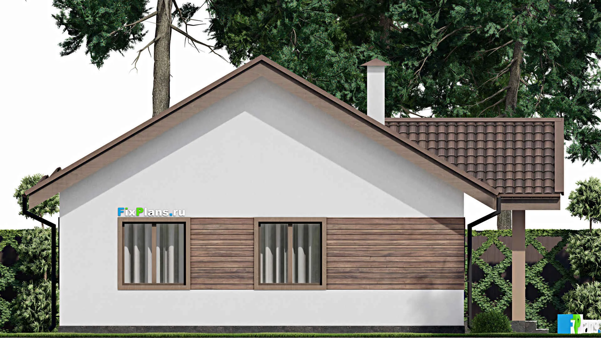 F-8999 - План одноэтажного дома 11 на 12, площадью 90 м² с 3 спальнями