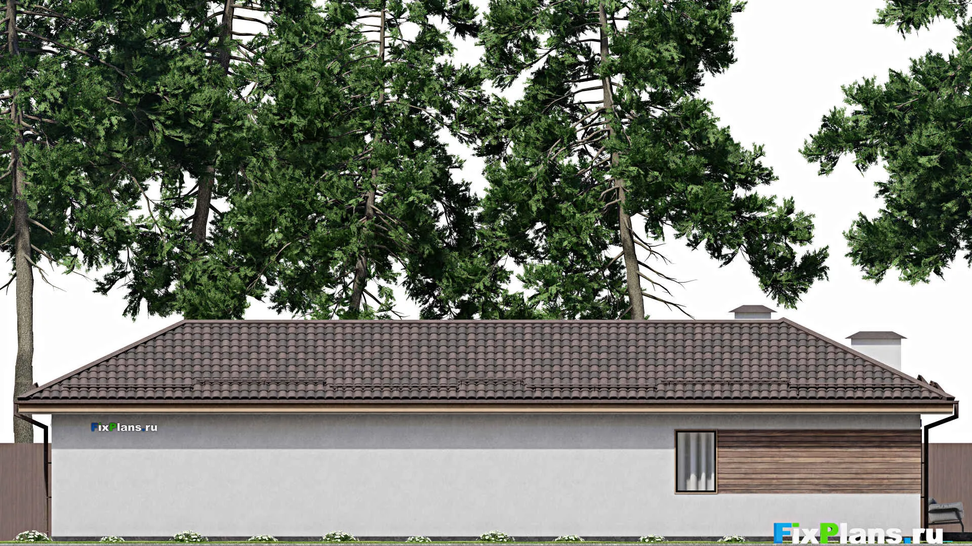 F-6308 - План одноэтажного дома 15 на 21, площадью 190 м² с террасой и 4 спальнями