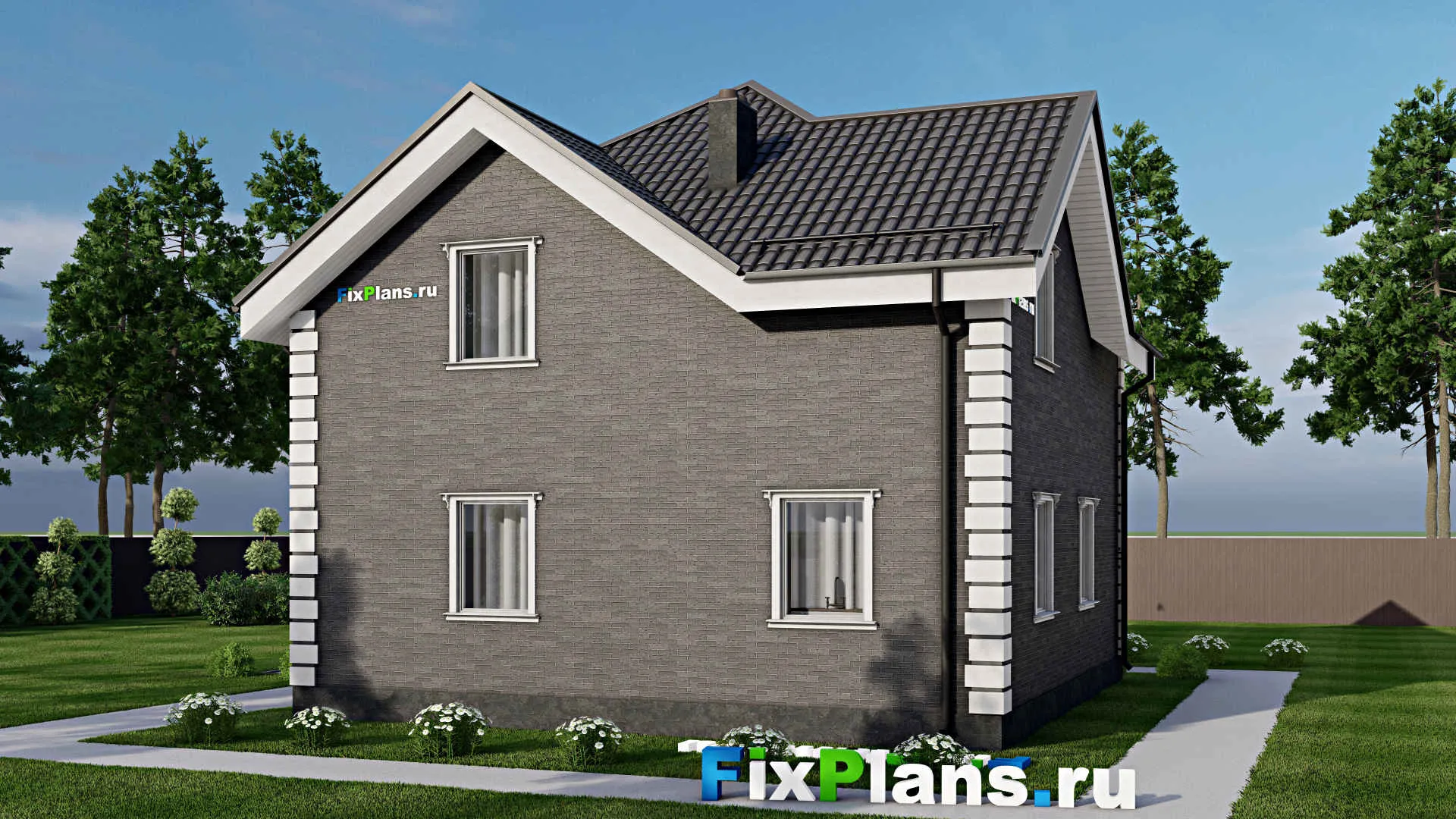 F-4526 - Проект дома с мансардой 10 на 10, площадью 150 м² с баней и 3 спальнями