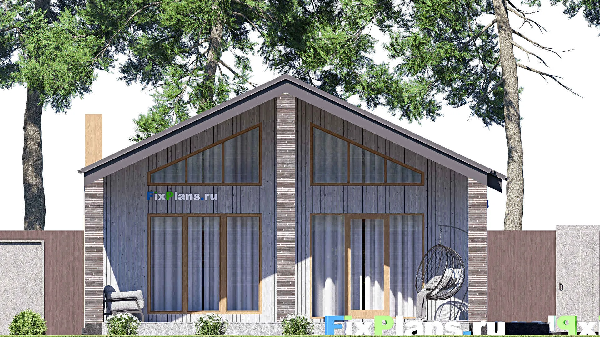 F-18044 - Проект одноэтажного дома 10 на 14, площадью 100 м² с террасой и 1 спальнями