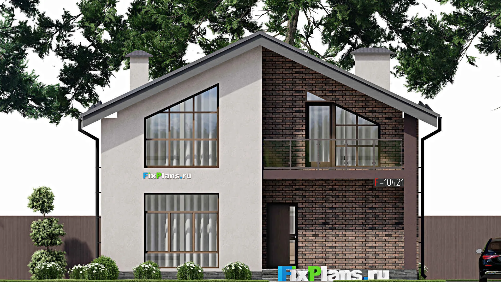 F-10421 - Планы дома с мансардой 11 на 16, площадью 250 м² с 4 спальнями