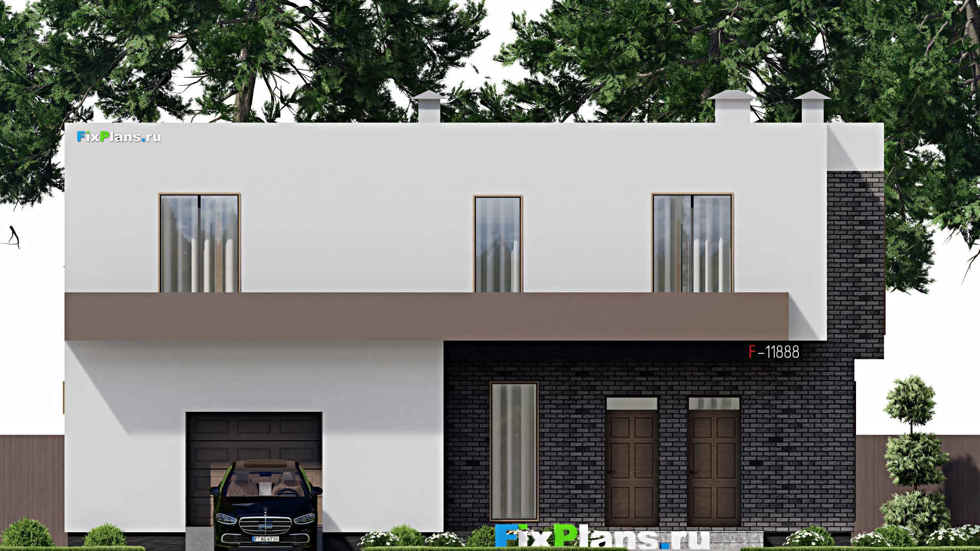 F-11888 - Планы двухэтажного дома 15 на 17, площадью 300 м² с 3 спальнями